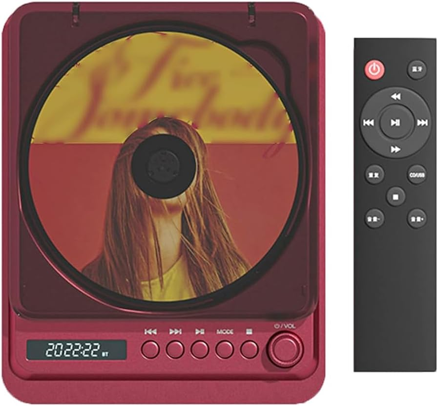 Retro Compact Disc Player, Portable Desktop CD Music Speaker, Rechargeable Home Music Audio, Remote Control, Support AUX in Cable & USB, for Sports, Study, Work B