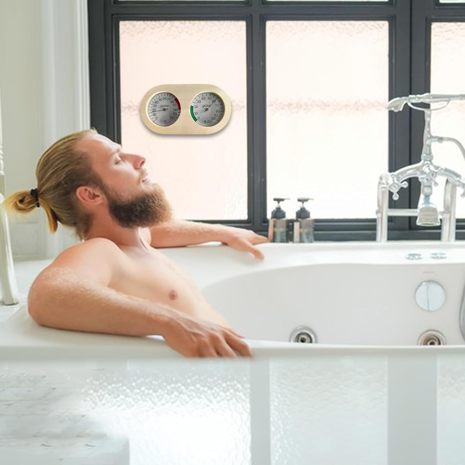 Humidity Temperature Meter,Indoor Sauna Humidity Reader for Home | Portable Wood Gauge Easy to Read for Living Room Porch Basement Kitchen Patio Nursery Home House Bedroom Bathroom Garden Room Garage