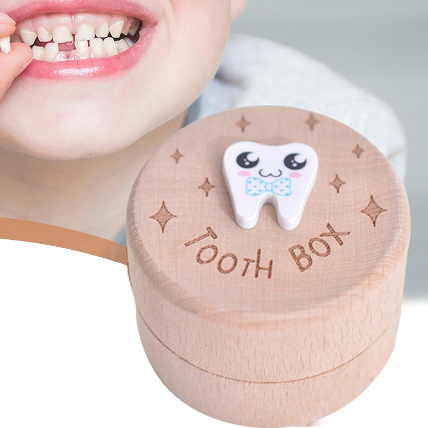 Tooth Holder for Kids Teeth - Dropped Teeth Wooden Storage Box | Tooth Keep Chest, Tooth Holder Storage Box for Kids Teeth First Tooth Keeper, Tooth Fairy Treasure Container and Keepsake Box for Girls
