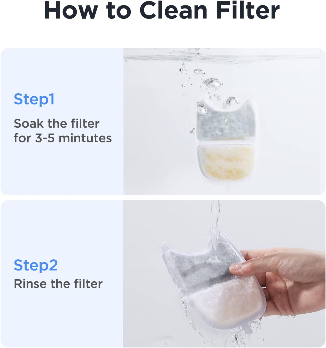 FEELNEEDY 6 Pack Cat Fountain Filter Sponges Replacement Pet Water Fountain Filter for 4L Cat Fountain with Motion Sensor (YPD-C004)