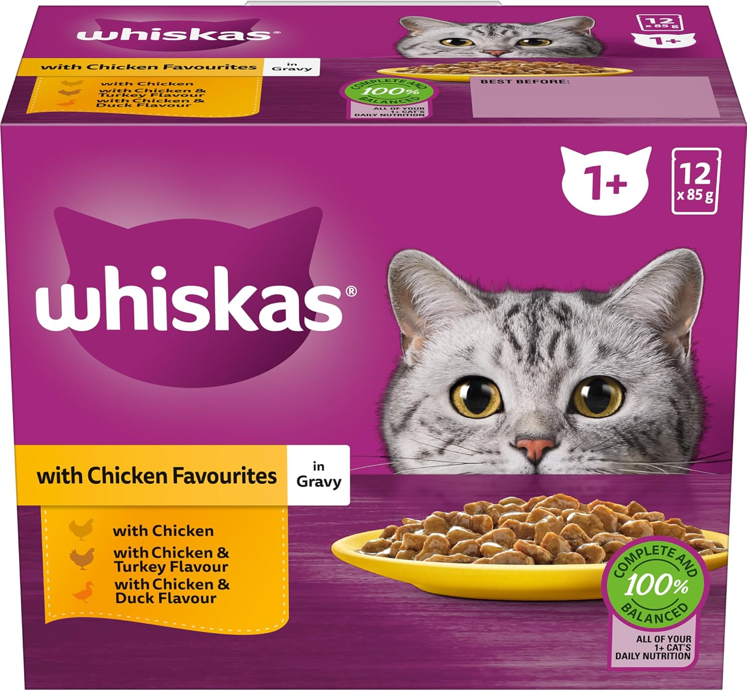 Whiskas Favourites with Chicken Cat Wet Food 85 G (Pack of 60)