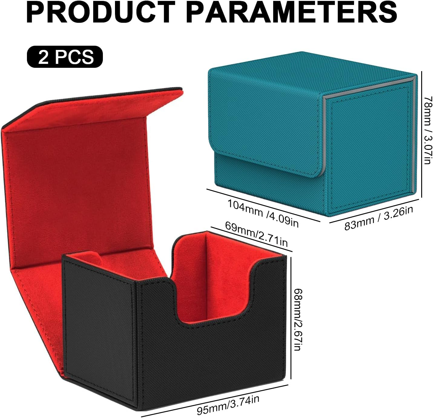 2 Boxes Leather Deck Boxes, Large Size Fit 100+ Sleeved Cards, Compatible with MTG TCG image number 6