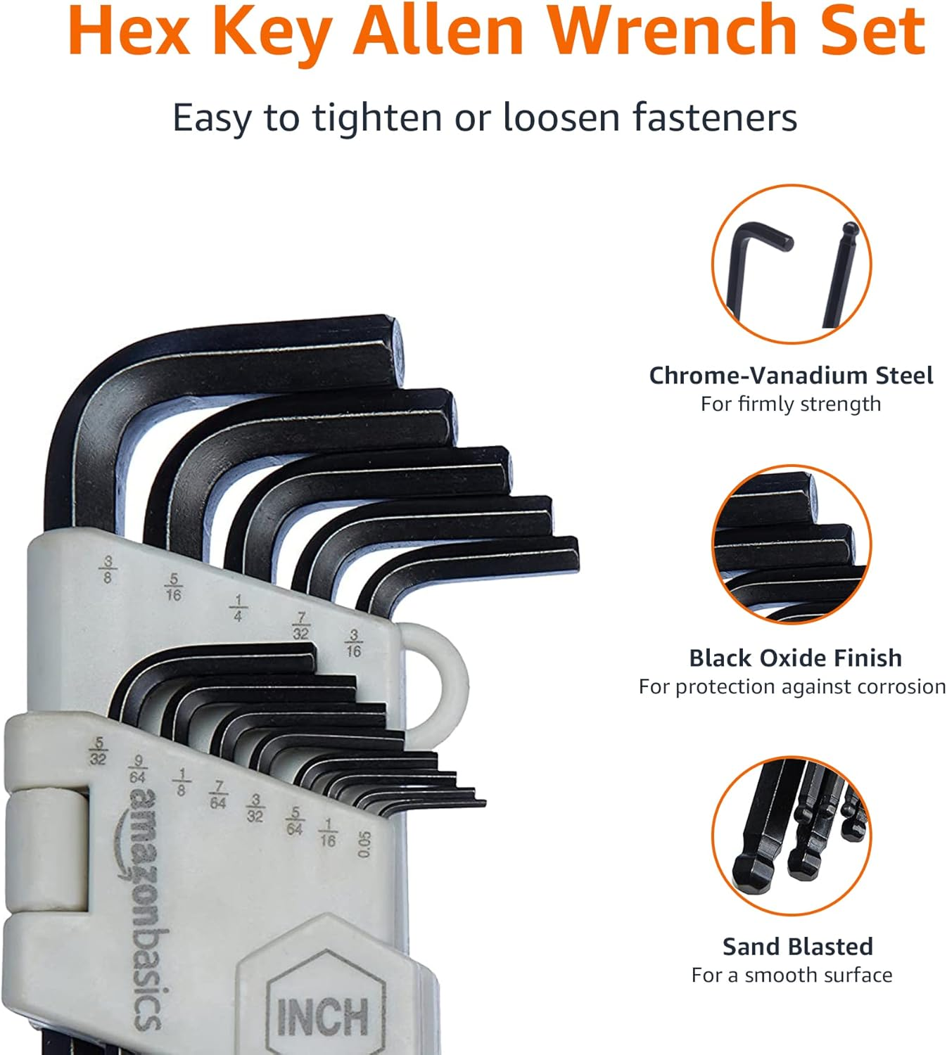 Amazon Basics Hex Key Allen Wrench Set with Ball End - Set of 26 image number 2