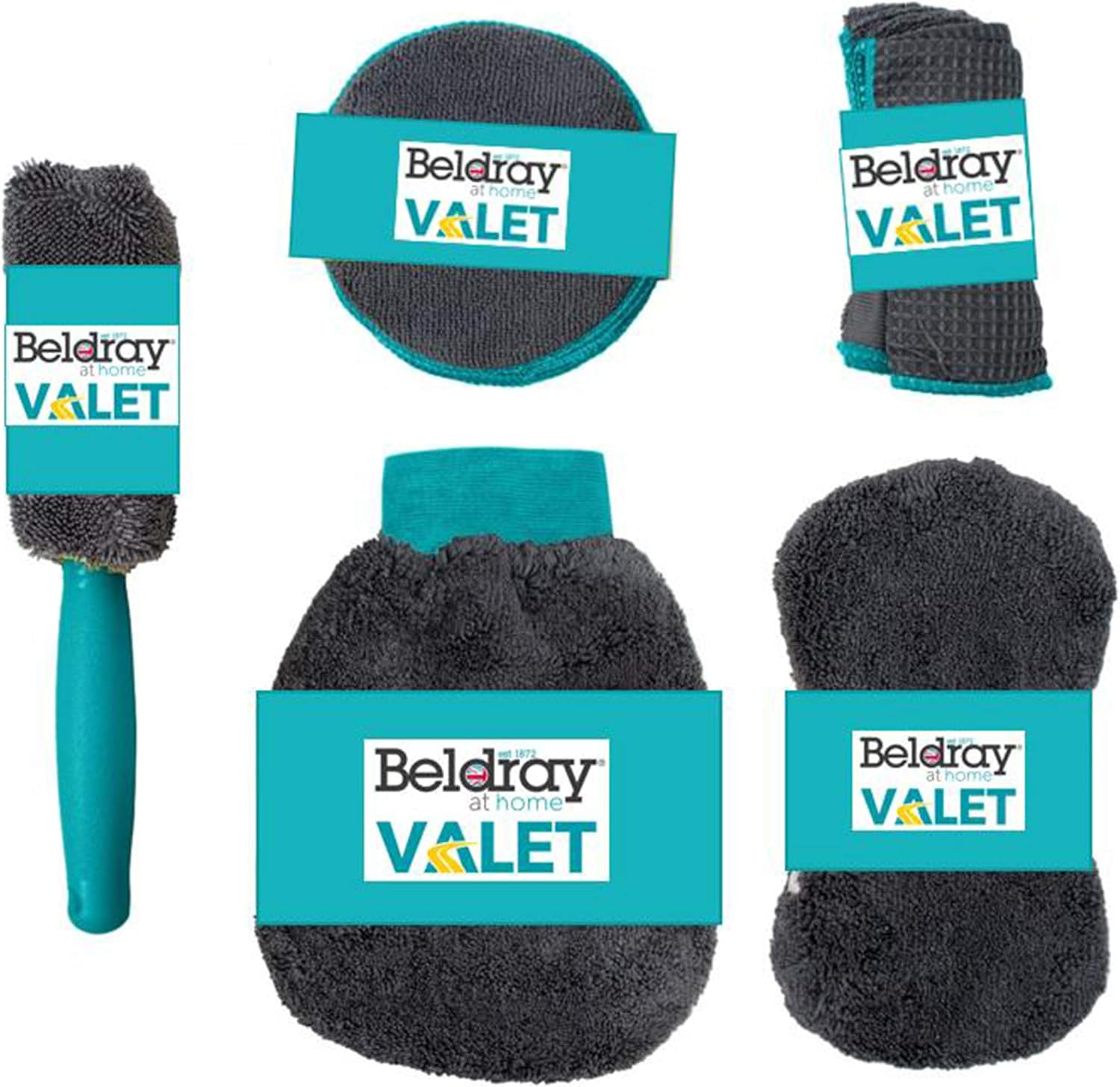Beldray LA082190EU7 9 Piece Car Set, Includes Wheel Brush, Cleaning Pads, Mitt, Sponge and Cloths, Microfibre, Collects & Traps Dirt, Can Be Used Wet or Dry, Black image number 5