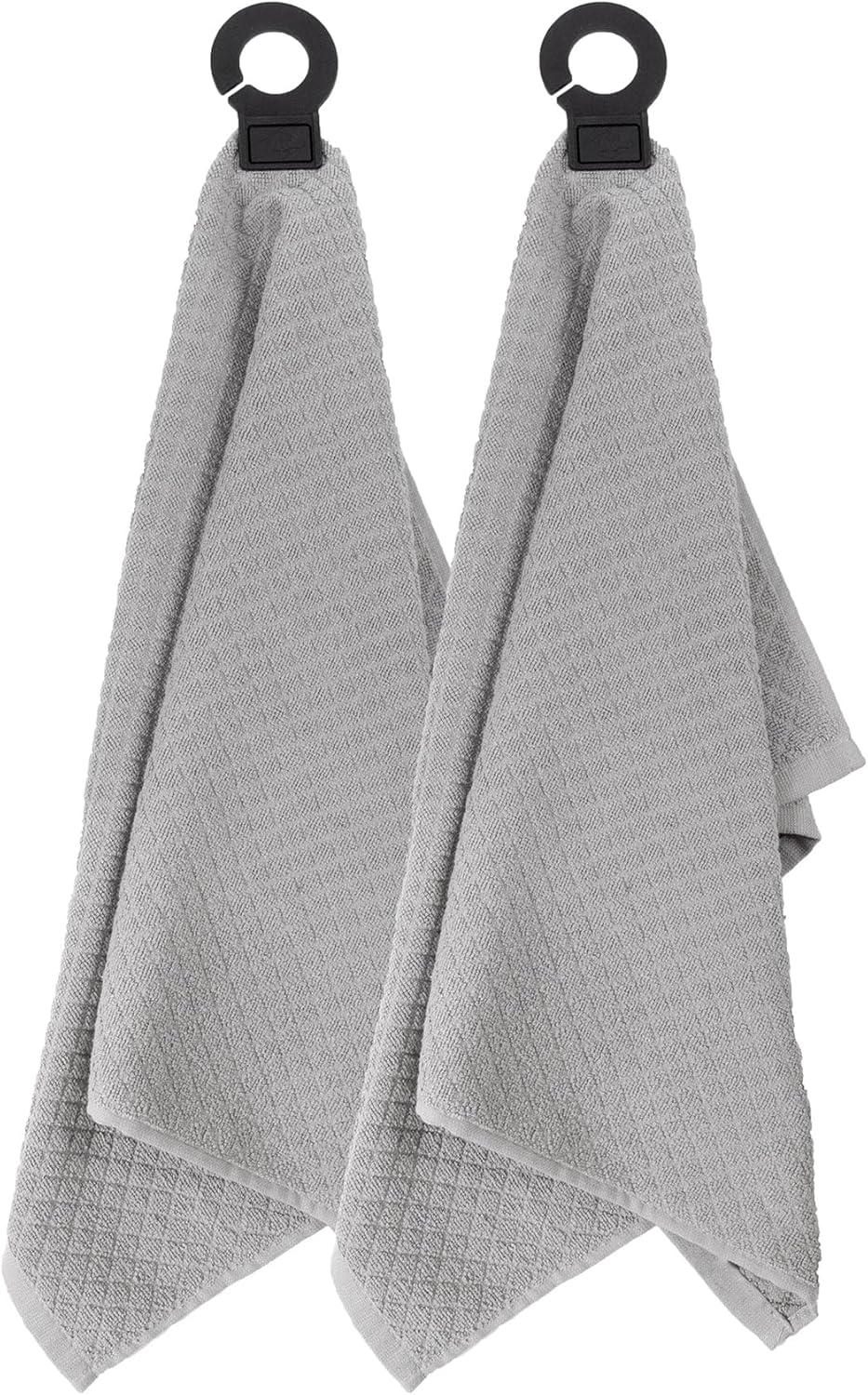 Ritz Premium 100% Cotton Solid and Multi Check Kitchen Tie Towel, Absorbent, Super Soft, and Fast Drying Hang Towel, Set of Two, Cactus Green