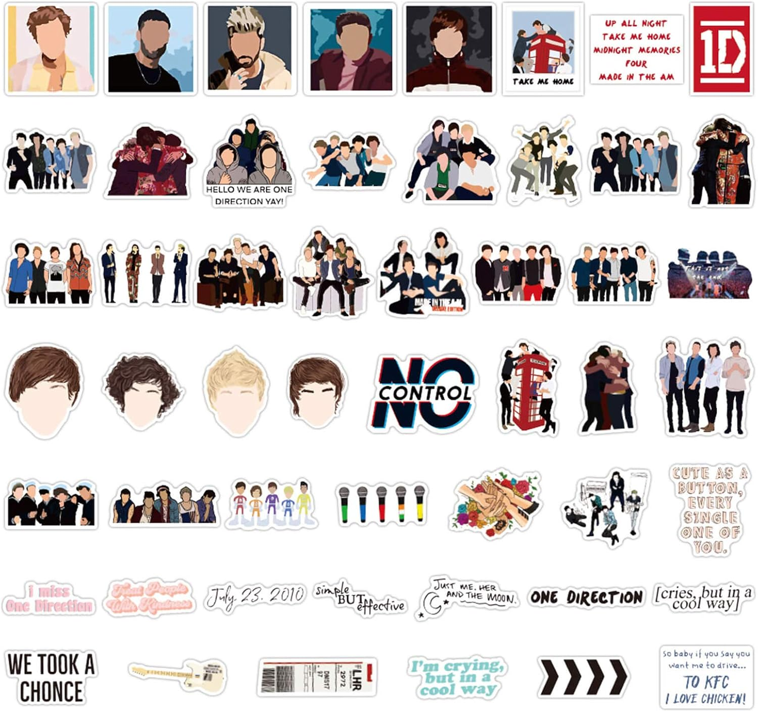 One Direction Stickers Singer Styles Stickers for Laptop 50PCS Waterproof Vinyl Stickers Decals for Water Bottles, Skateboard, Luggage, Bike, Snowboard, Hydro Flasks Decal Graffiti Patches - One Direction image number 4