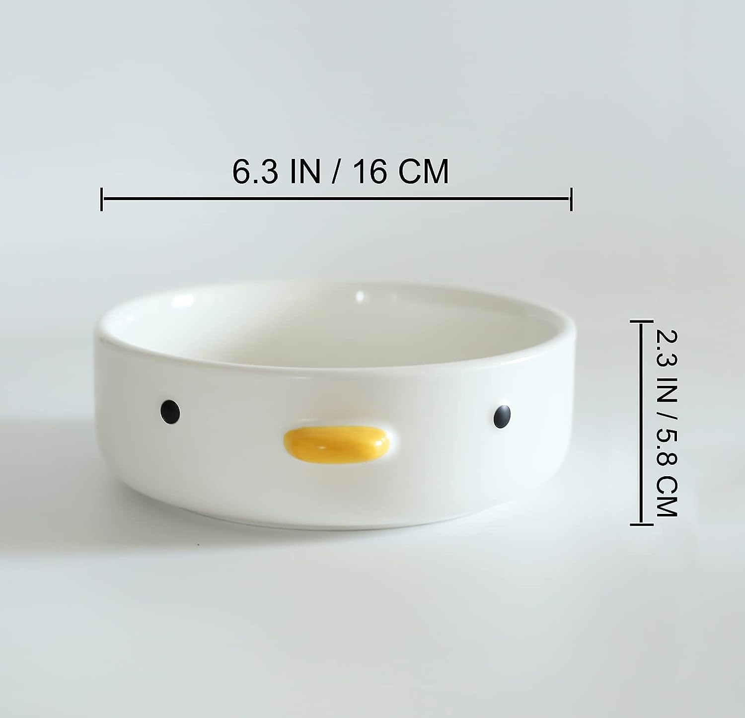 PURROOM Funny Cute Duck 6'' Salad Bowl, Handmade Glaze Chick Safety Ceramics Flat Bottomed Bowl, Home Family, Friend. image number 4