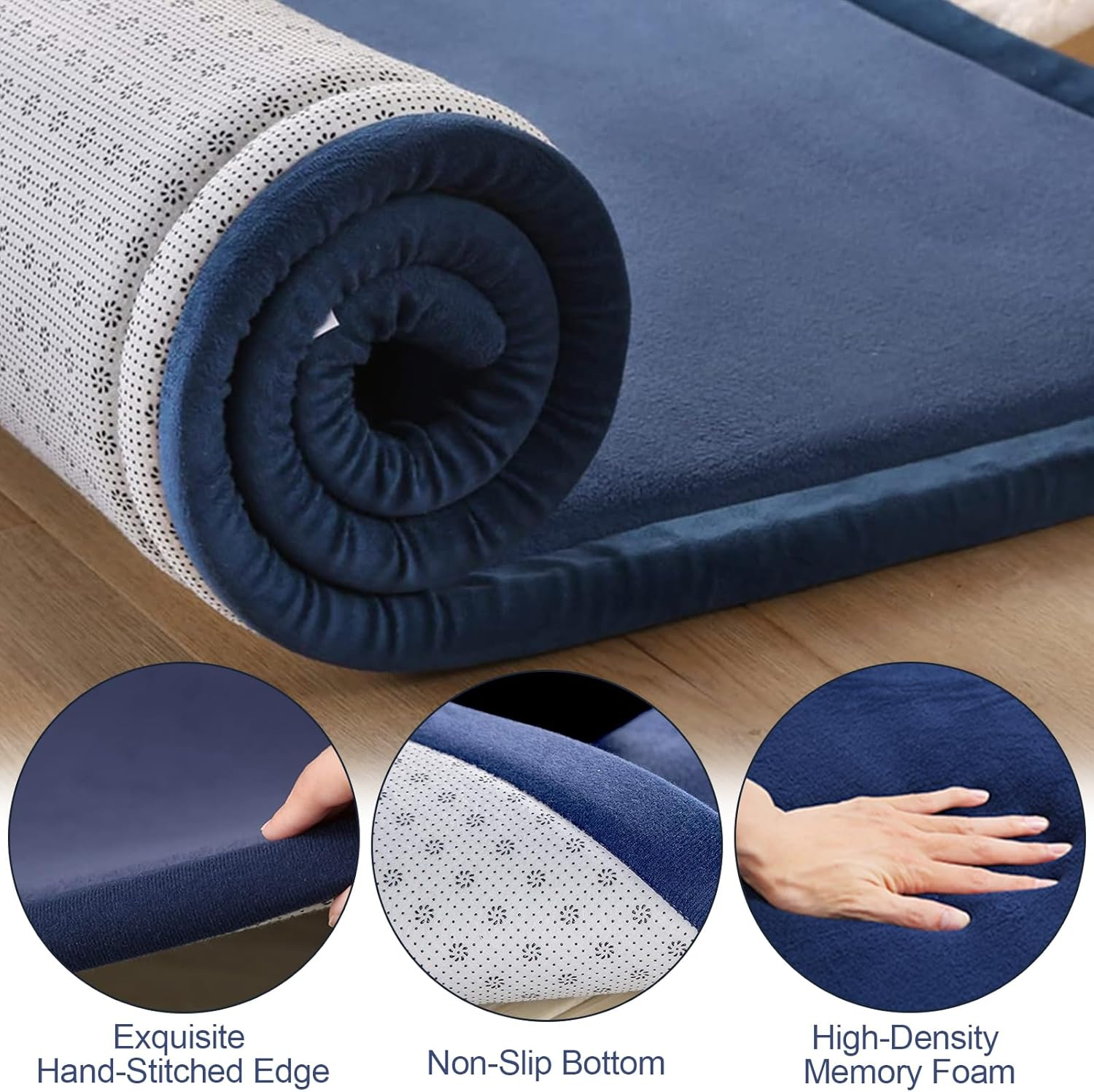 Kid'S Coral Velvet Play Mat Area Rugs, Thick Carpet Crawling Mat Modern Soft Area Rug for Nursery Baby Toddler Children Kids Room, Yoga Mat Exercise Pads (Deep Blue, 80X200Cm) image number 1