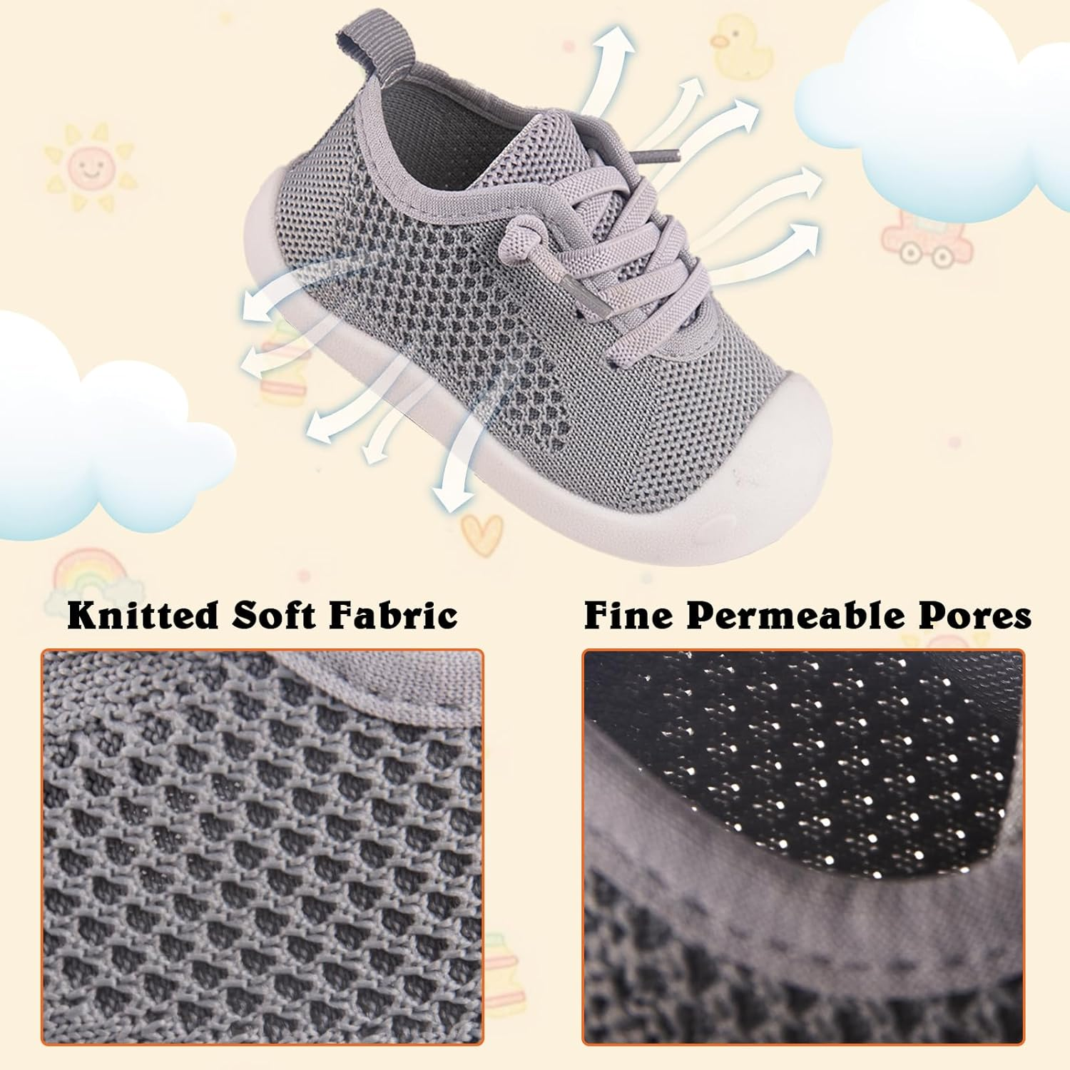 Baby Girl&Boy Toddler First Walking Shoes 6-12 Months Size 3 Black Barefoot Slip on Wide Toe Box Shoes Soft Footmates Casual Tennis Indoor Flexible Learning to Walk Rubber Sneakers image number 6