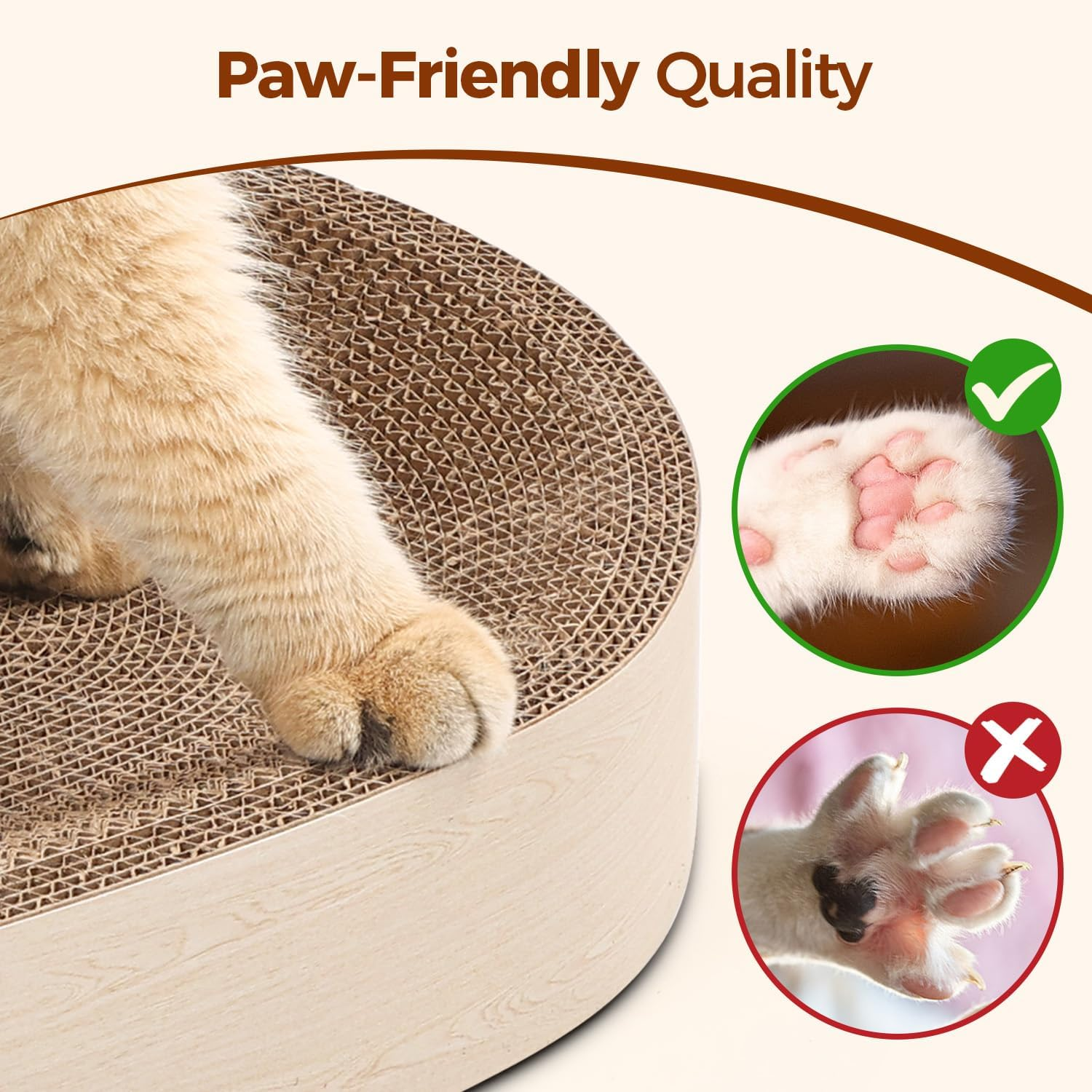 Comsaf Cat Scratching Board for Indoor Cats - Cardboard Scratch Pad, Oval Scratcher Bed for Kittens, Durable Bowl Circle, Furniture Protector from Claws