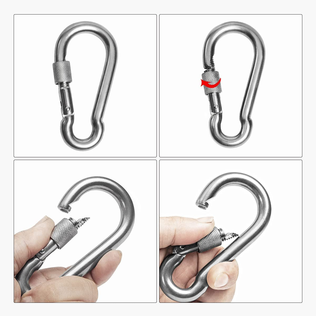 2+1 Heavy Duty 304 Stainless Steel Swivel Ring Double Ended Swivel Eye Hook with SUS304 Snap Hooks for Web Tree Swing, Therapy Swing, Aerial Dance, Swing Spinner Hanger, Reliable and Safe (M6) image number 6