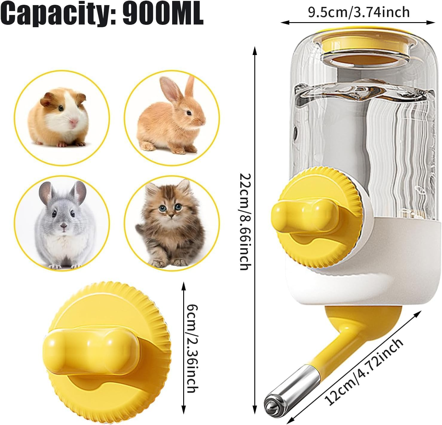 Pet Hanging Automatic Feeder and Waterer Set, Automatic Gravity Rabbit Feeding Station Waterer Set, Cage Cat Food Bowl Feeding Station for Puppy Kitten Chinchilla Hedgehog Guinea Pig Ferret image number 1