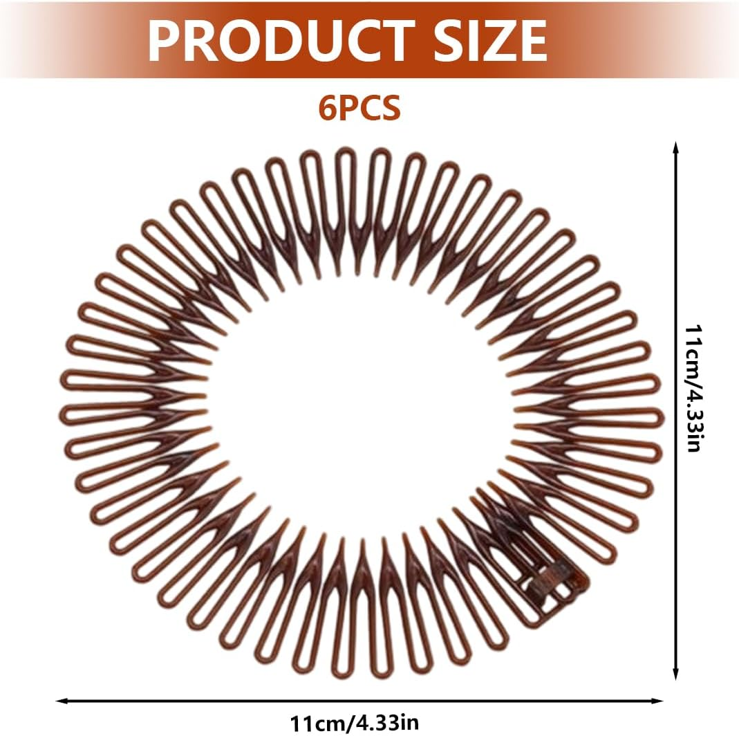 XUKZIMA Set of 6 Stretch Hair Combs, Fully Circular Stretch, Flexible Plastic, Headband Hair Band Holder image number 1