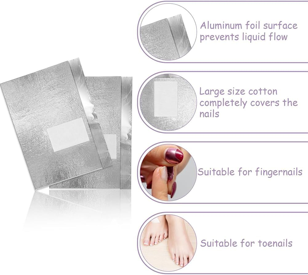 100 Pcs Gel Nail Polish Remover Foil Wraps with Cuticle Scraper, Nail Art Soak off Foils for Acrylic/Uv/Gel image number 1