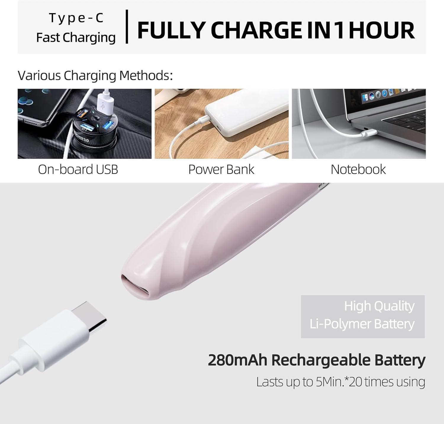 ZAPAL Heated Lash Curler, Heated Eyelash Curler Rechargeable, Intelligent Power off Electric Eyelash Curler Heated Quickly 24 Hs Lasting Natural Makeup for Woman (Petal Pink/Gold, S600-148MM) image number 3