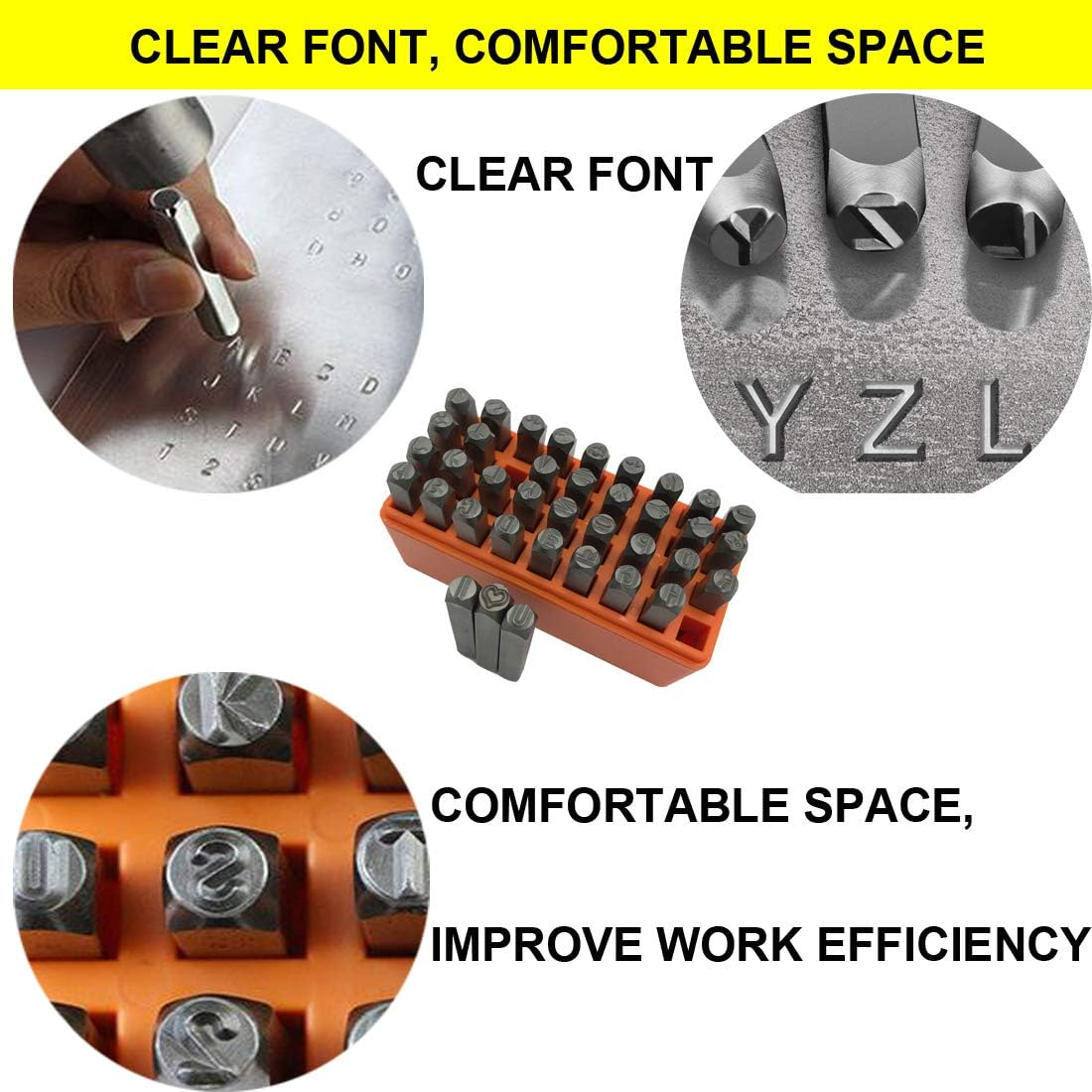 MIKMAYTOO 37-Piece Number & Capital Letter Metal Stamping Kit (A-Z & 0-9 + Love) Punch Perfect for Imprinting Metal, Plastic, Wood, Leather (3MM)