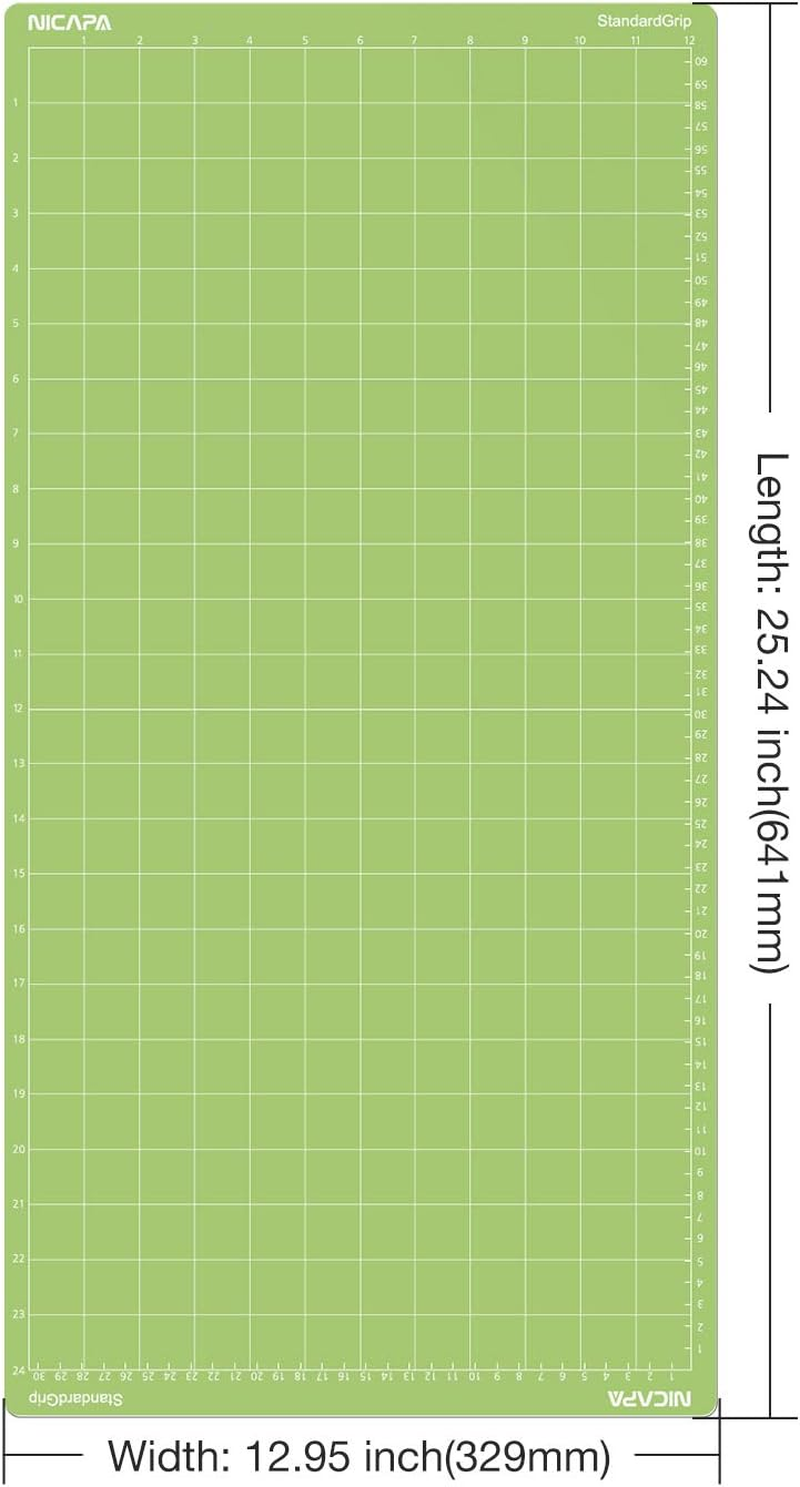 NICAPA Replacement Adhesive Cutting Mat for Cricut Maker 3/Explore 3/Air 2/Air/One [Standardgrip,12X24 Inch,3Pack], Non-Slip Flexible Square Gridded Cut Mats Replacement Accessories Vinyl Cutter image number 1