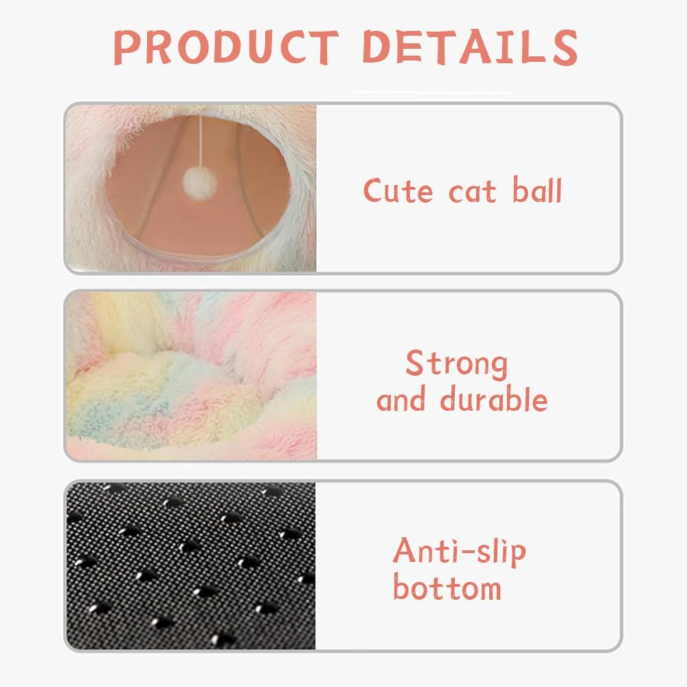 Tunnel Bed for Cats, Easy to Foldable and Portable, Large Cat Donut Bed Tunnel Tub, Washable Cat Beds Equipped with Plush Toy for Cats, Ferrets, Puppies, and Rabbits image number 1