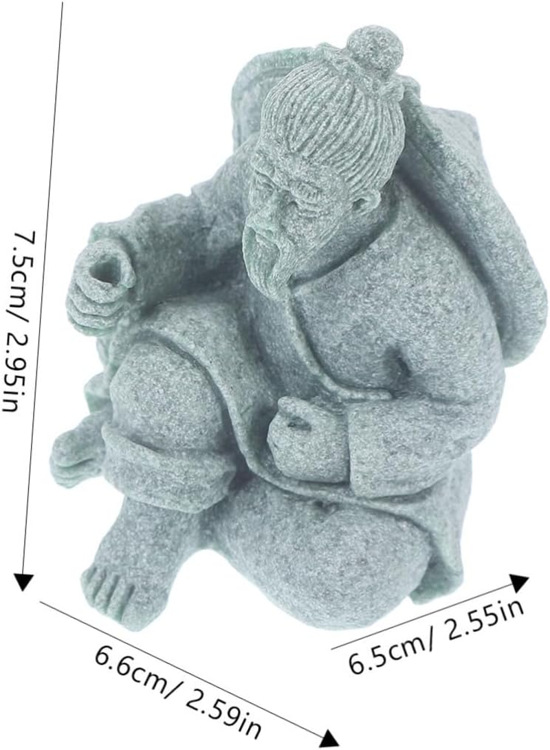 ROMISBABA Miniature Fisherman Figurine for Fish Tank Decor Sandstone Tea Pet Ornament for Garden and Home Aquariums Traditional Chinese Design image number 6