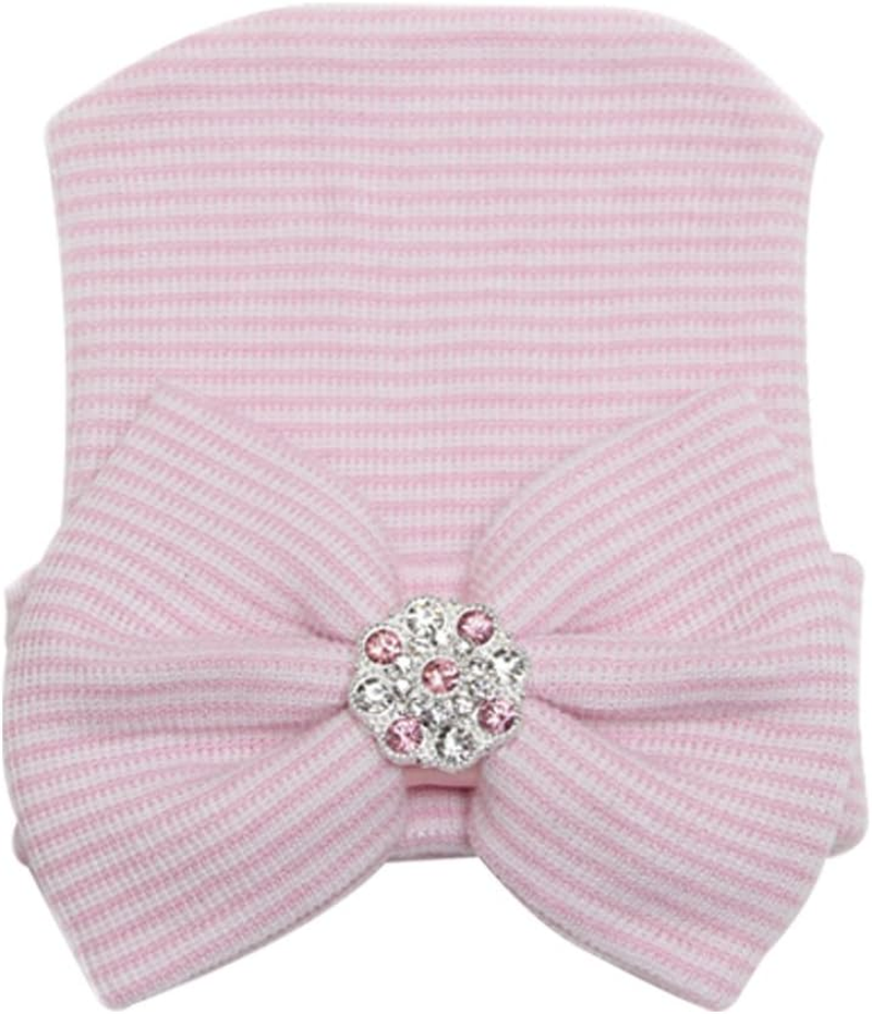 4Pcs Newborn Hat Infant Baby Hat Cap with Big Bow Soft Cute Knot Nursery Beanie