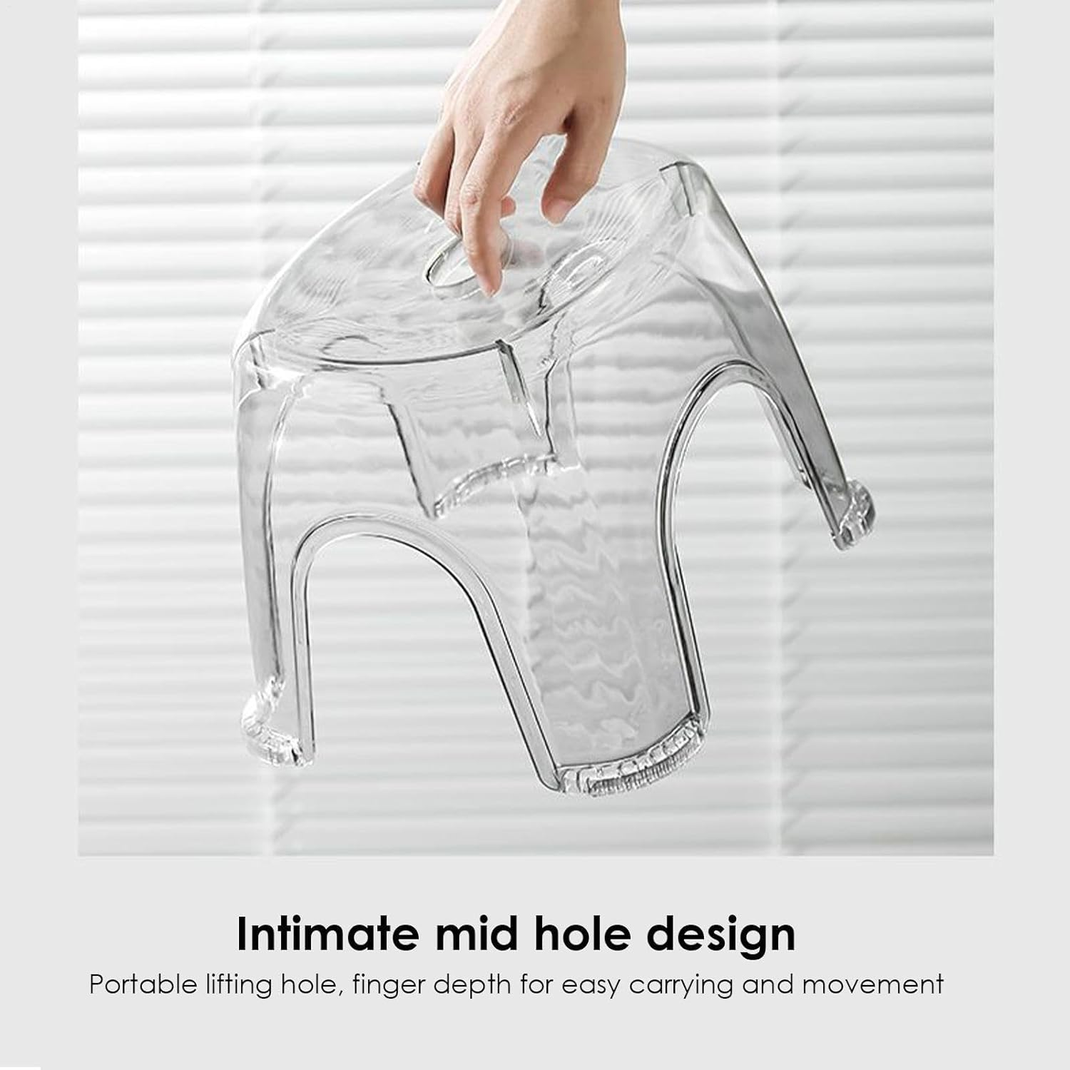 Clear Shower Foot Stool - Waterproof Transparent Stool Non-Slip,Clear Seat, Shower Corner, Corner Bench for Bathroom Bedside Small Spaces - Transparent Crystal White [1 Pack] Stool Height 22 image number 3