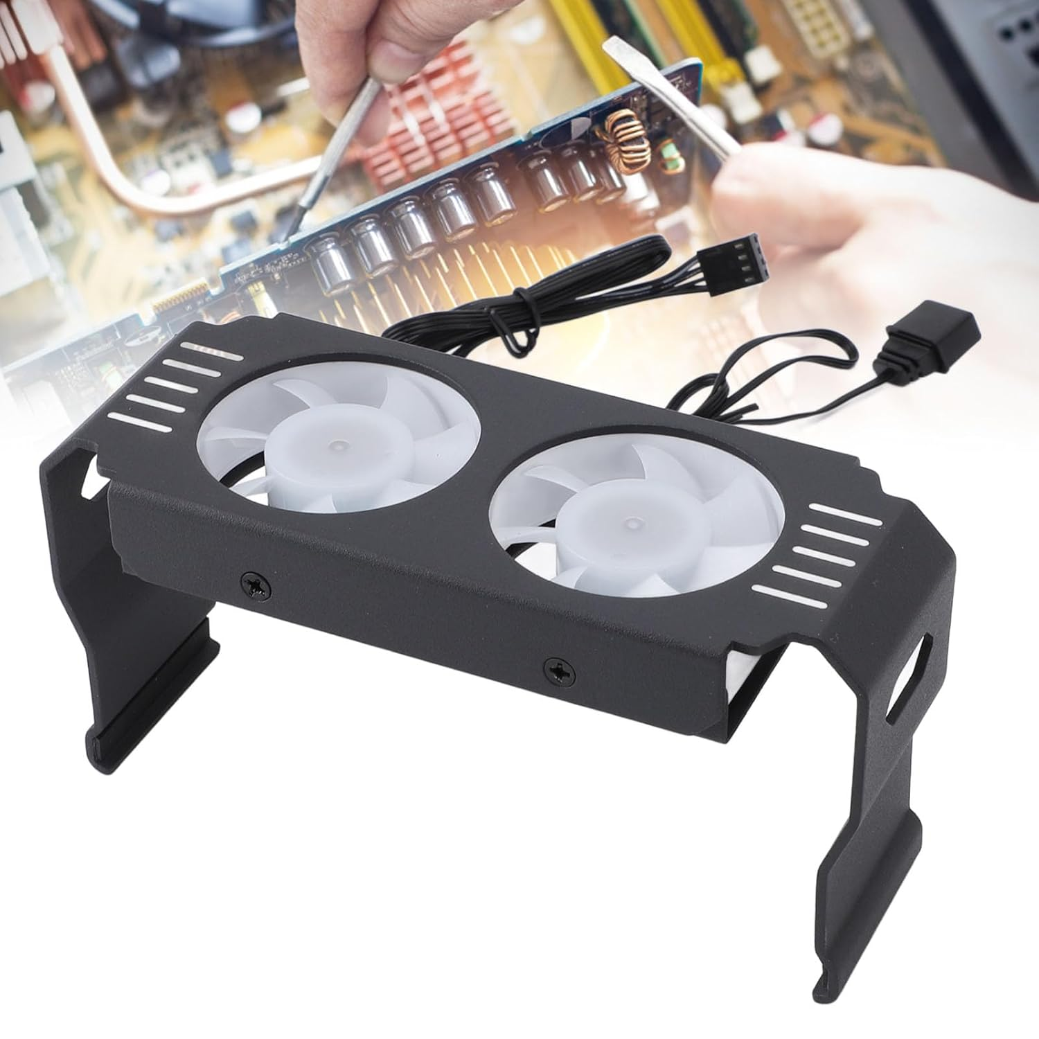 ARGB RAM Radiator Computer Memory Module, Heat Sink PWM Temperature Control Dual Fan, Aluminum Cooling Radiator for DDR DDR2 DDR3 DDR4 DDR5 (Black) image number 5