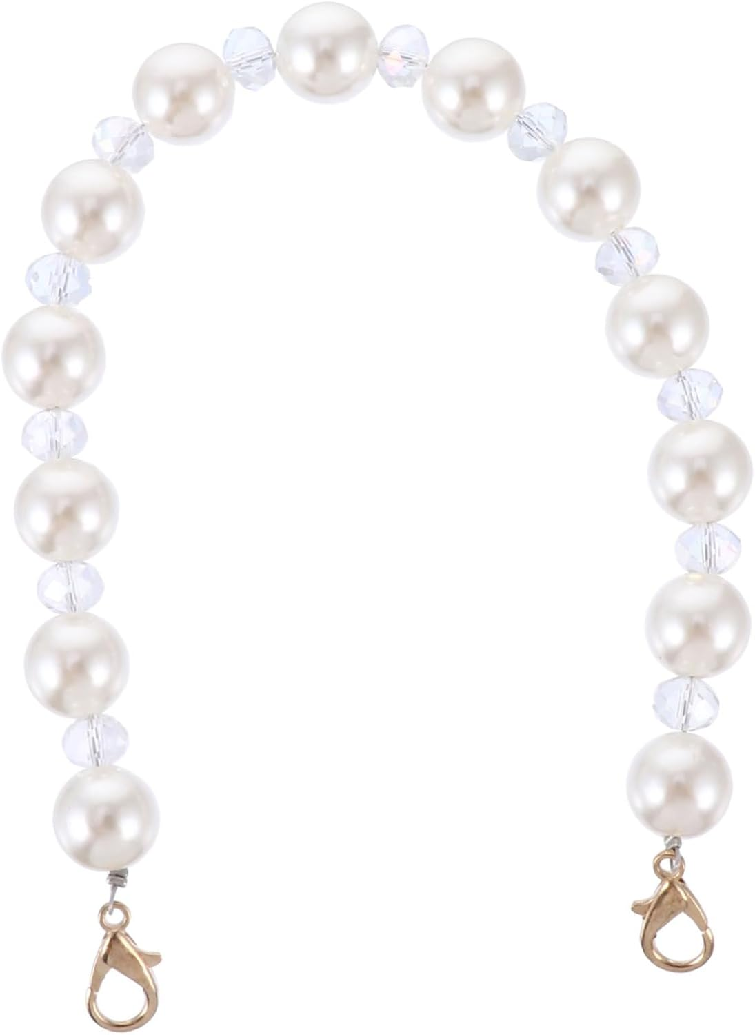 LALAFINA 2Pcs Pearl Bag Chain Replacement Pearl Handbag Chains for Purse Strap Travel Handbag Luggage Strap Use