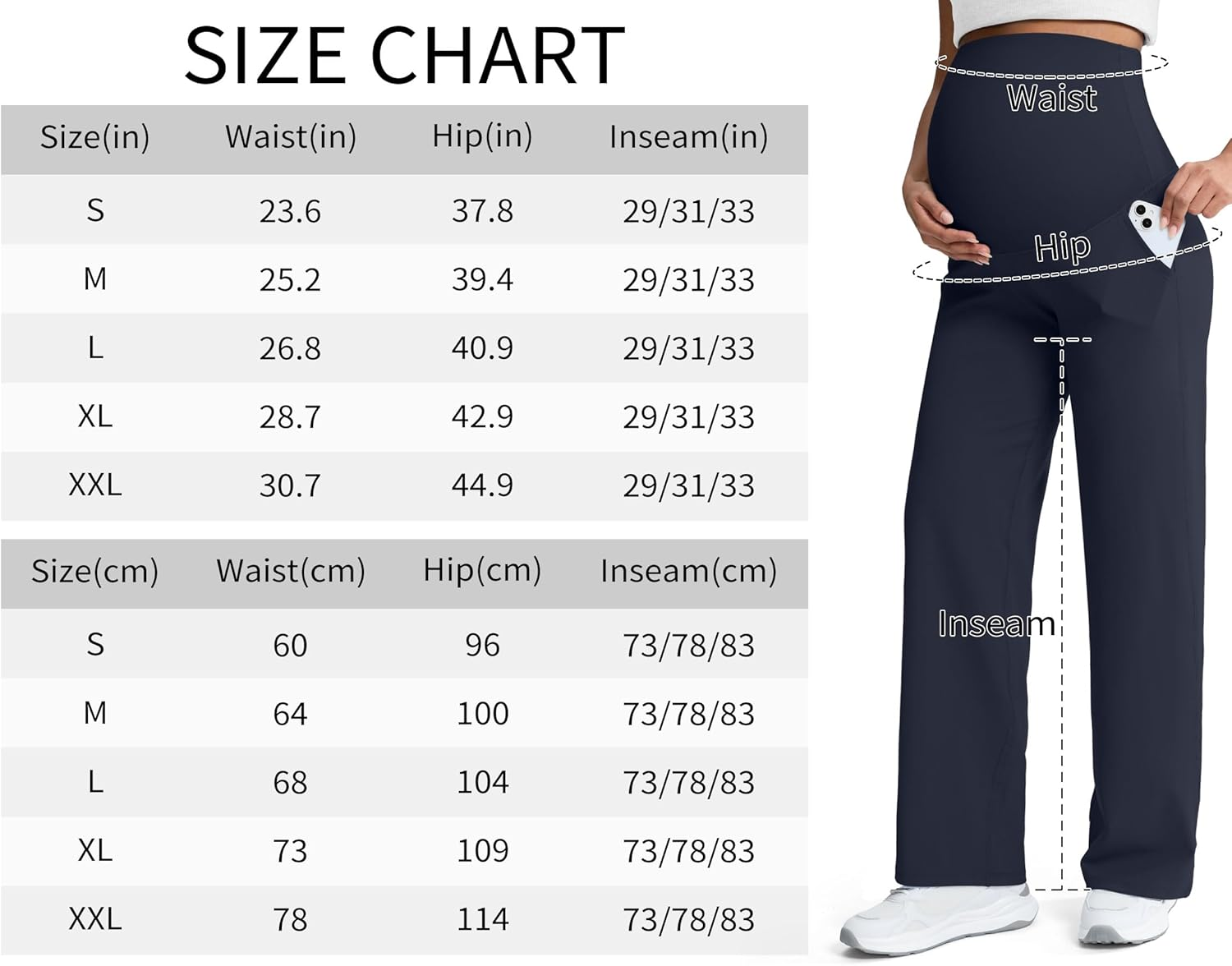 Mama Land Maternity Pants over the Belly High Waisted Wide Leg Yoga Pants with Pockets Stretchy Pregnancy Lounge Clothes image number 2