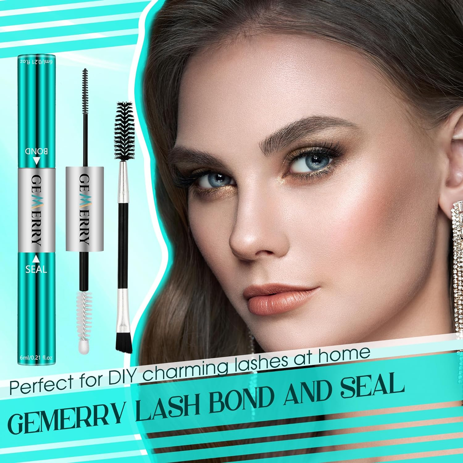 GEMERRY Lash Bond and Seal Waterproof 12ML Falscara Bond and Seal Eyelash Glue 72-96 Hours+Lash Clusters Glue Lash Glue for DIY Lash Extensions at Home Black Bond Clear Seal image number 6