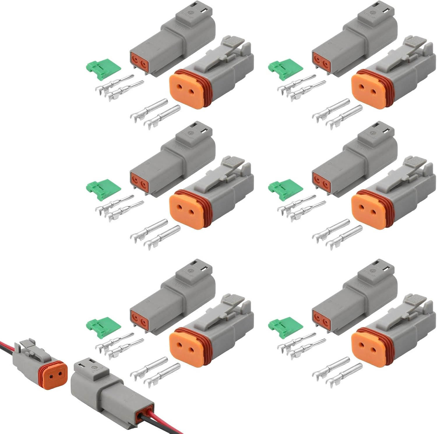 6Set Deutsch Connector Kit, Deutsch Connector Plug, 2 Pin Waterproof DT Kits, Waterproof DT Electrical Wire Connector, Ideal for Car, Truck, Marine, Motorcycle, Off-Road Vehicles image number 5