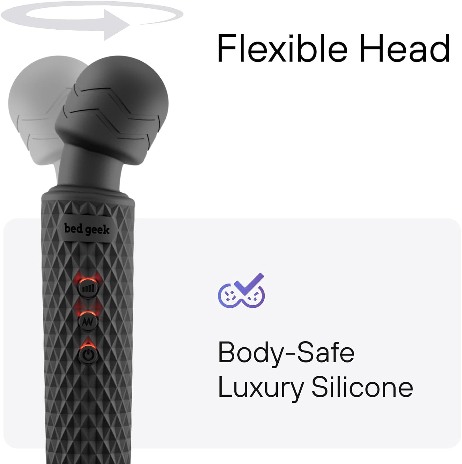 Wireless Full Body Massager by BED GEEK Handheld Waterproof Electric Massage Skin Soft Silicone 20 Patterns 8 Speeds (Black) - Black image number 1