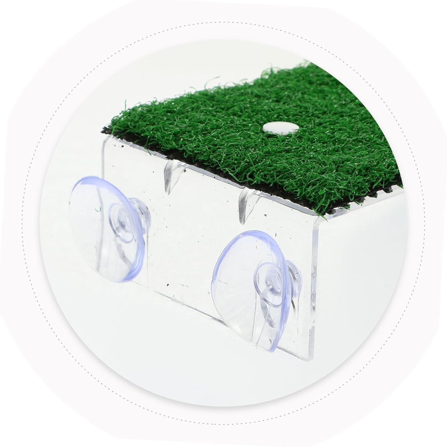 ROMISBABA Hermit Crab Basking Platform Simulated Grass Surface, Small Plastic Aquarium Climbing Ramp for Reptiles and Aquatic Turtles, Fish Tank Accessory for Hermit Crab and Turtle Habitat