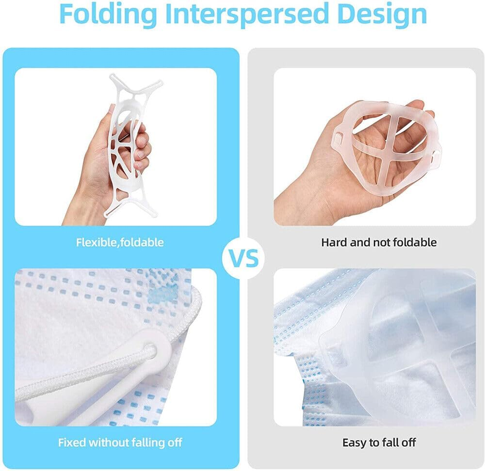 LEDON 3D Face Mask Bracket，10/20/50/100Pcs White Mask Guards for under Mask Spacers for More Breathing Room Mask Insert Support for Women to Keep Fabric off Mouth (10PCS White) image number 4