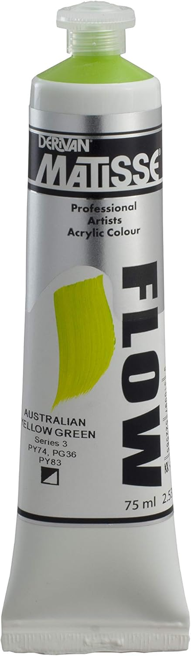 Derivan Matisse Flow Professional Artists Acrylic Colour 75 Ml, Australian Yellow Green image number 3
