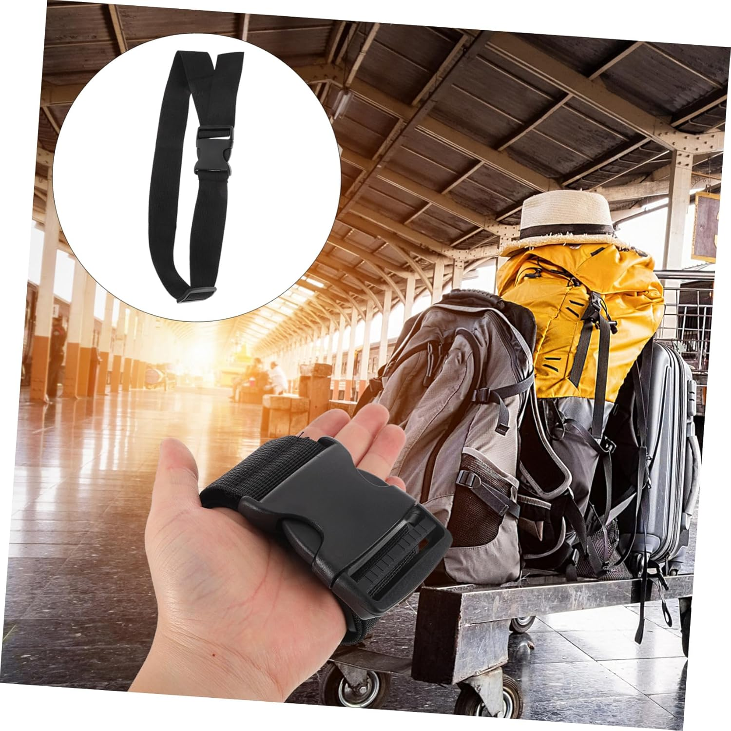 Ciieeo Tie-Down Belt Bag Adjustable Straps Clips and Luggage Buckles for Backpack Straps Heavy Duty Belt Use during Travel Scenarios Like image number 3