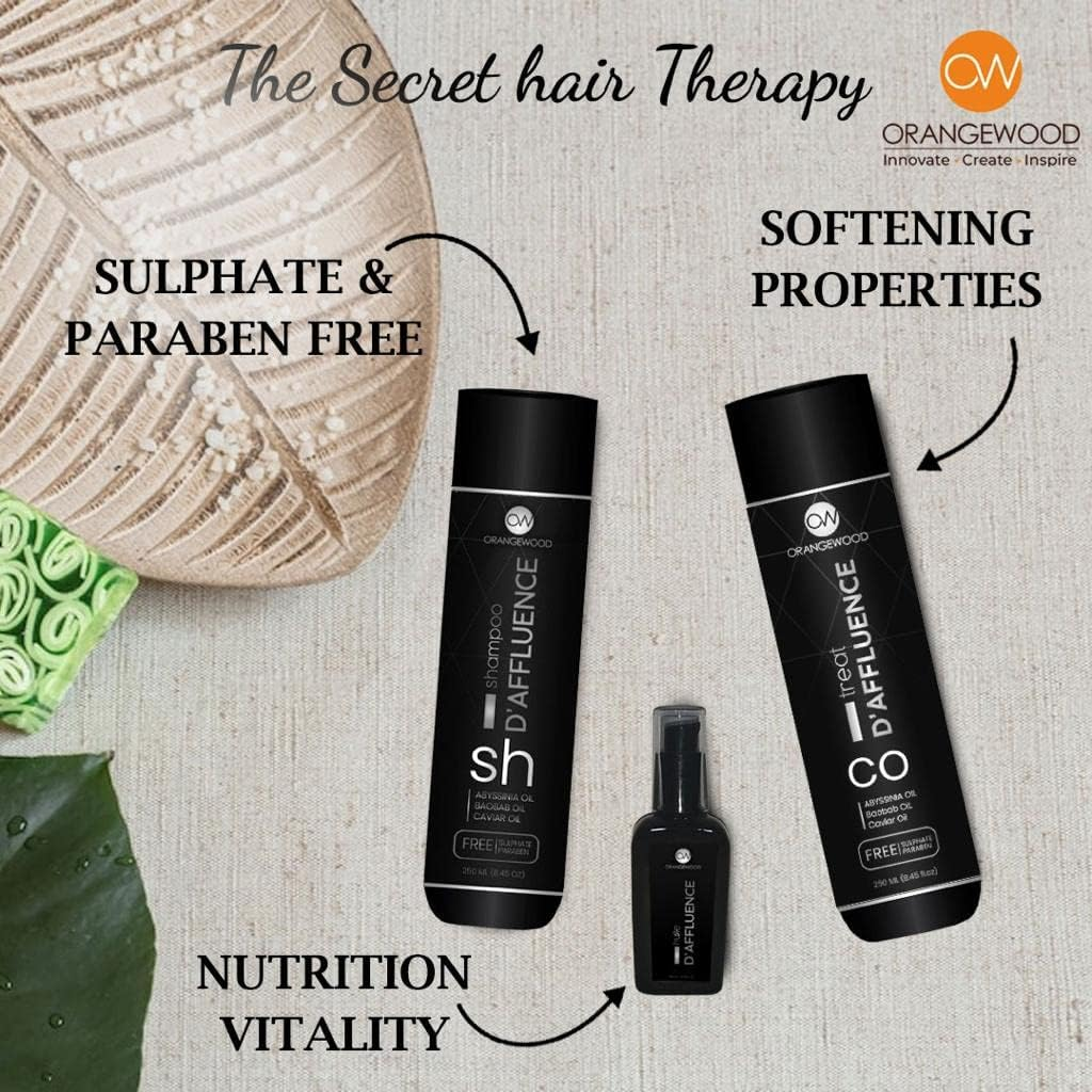 Orangewood Luxury D'Affluence Hair (Huile) Oil |Total Hair Repair - Nourishment with Nutrition Abyssinian, Baobab and Caviar Oil for Deep Penetration & Split Ends for Men and Women, 30Ml image number 4