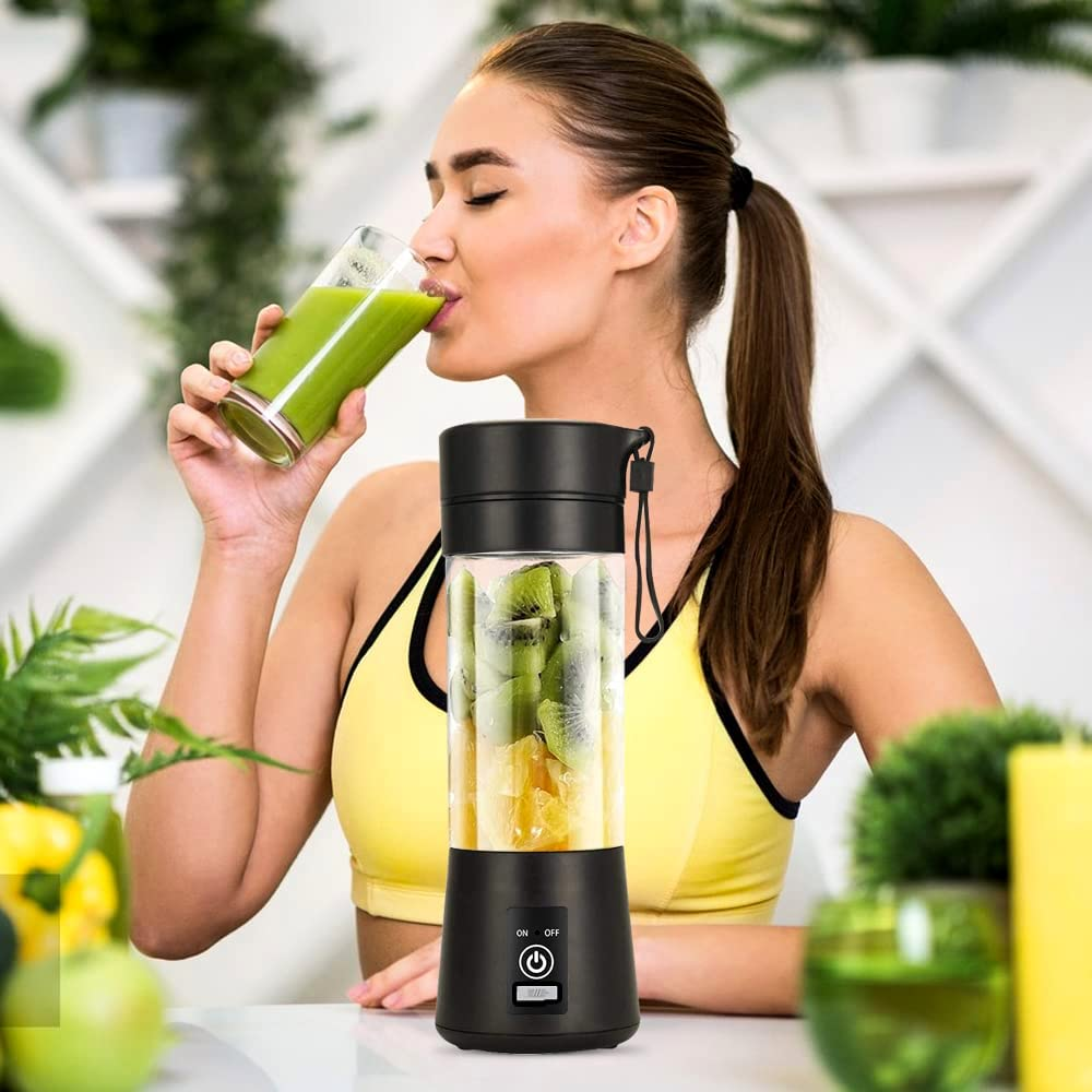 Portable Juice Blenders, 6-Blade Portable Personal Juice Blender Machines Extractor Household Fruit Smoothie Milkshake Mixer with Micro USB Rechargeable for Travel Outdoors, Office, Picnic, Fitness Center, SAA AU Standard (Black) image number 3