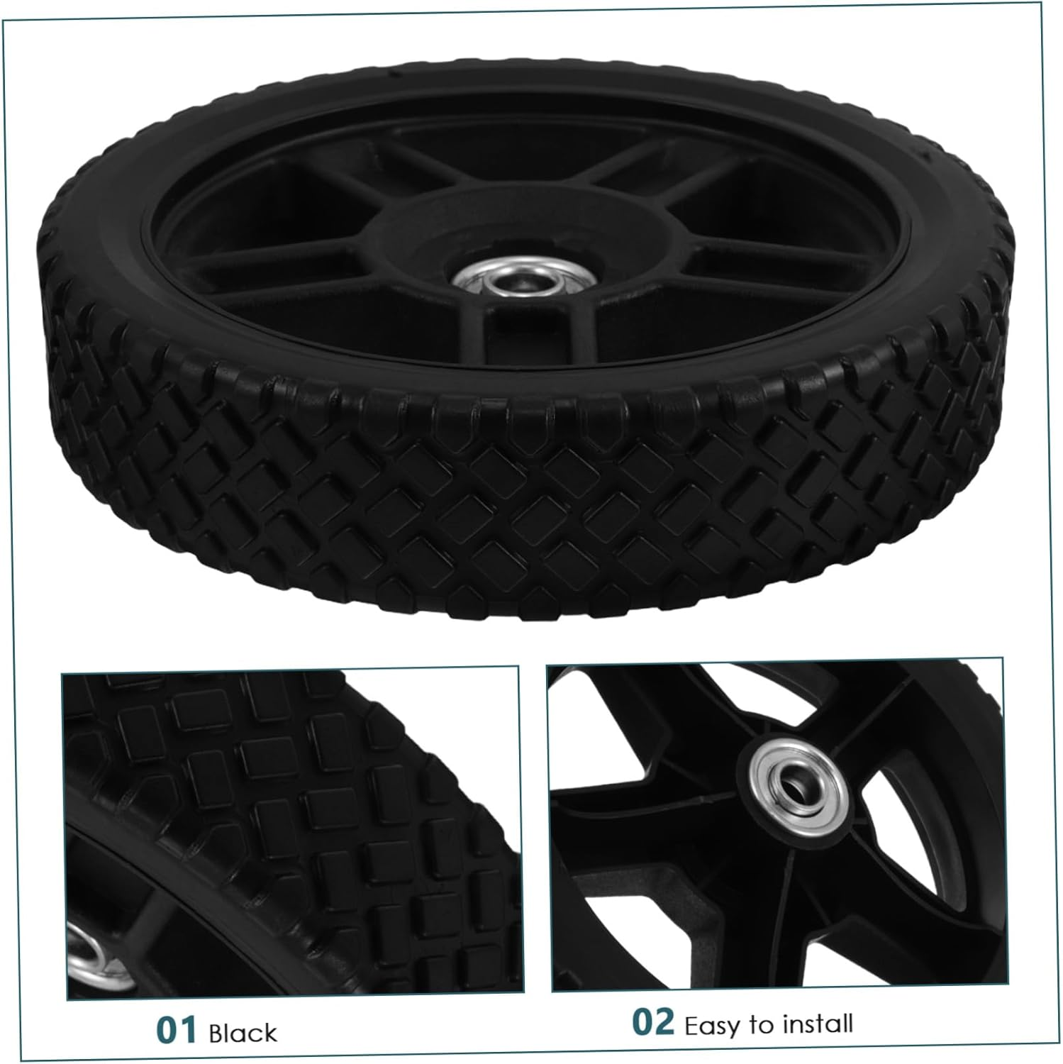 SUPVOX Lawn Mower Wheels: 8 Inch Lawn Mower Replacement Wheels for Garden Landscaping - Rubber and Plastic Casters for Outdoor Equipment image number 2