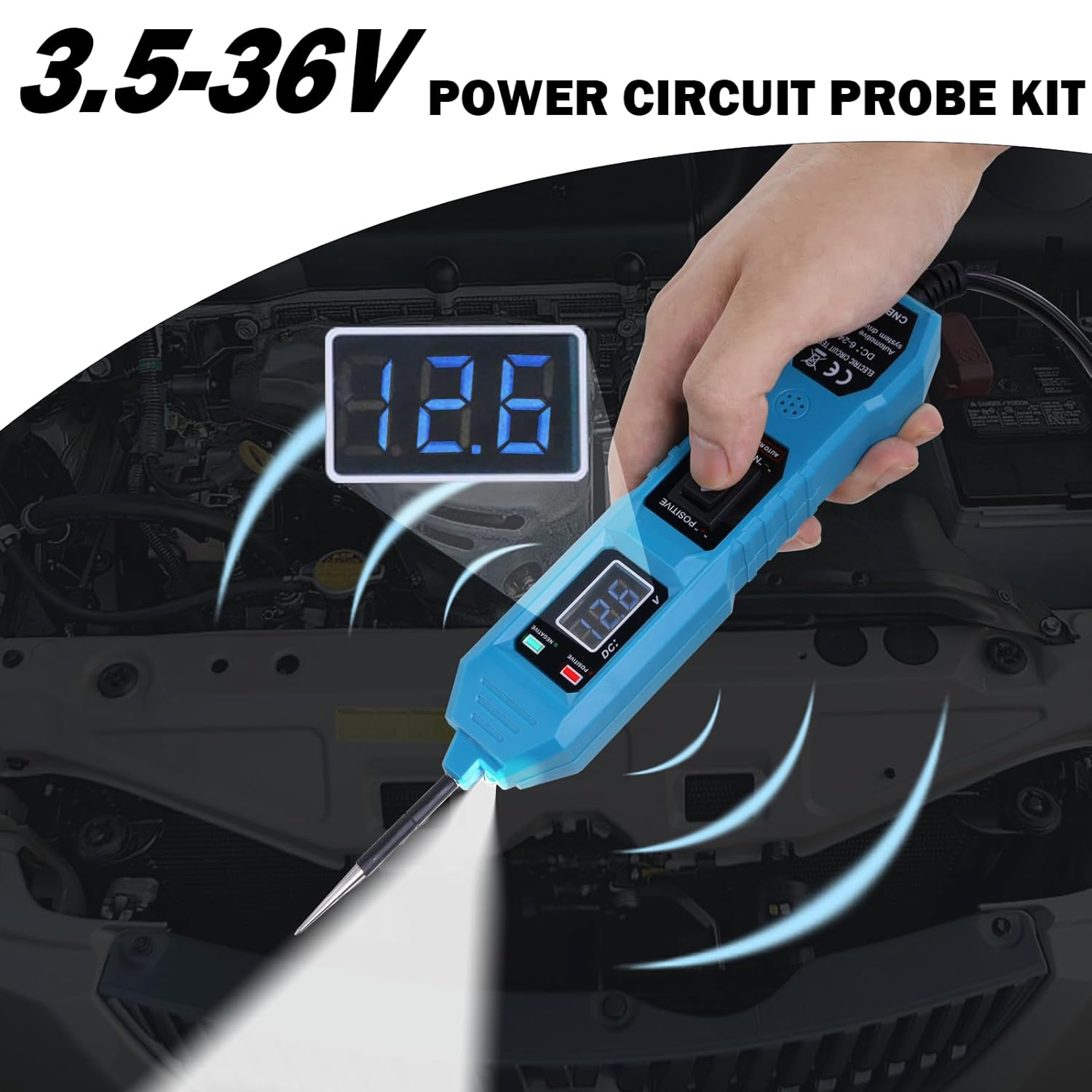 Multifunctional Car Circuit Tester Component Activation Electrical Tester 3.5-36V AC/DC Car Power Tester Digital Display Short Circuit Finder for Continuity Testing Trailer Lights Testing image number 1