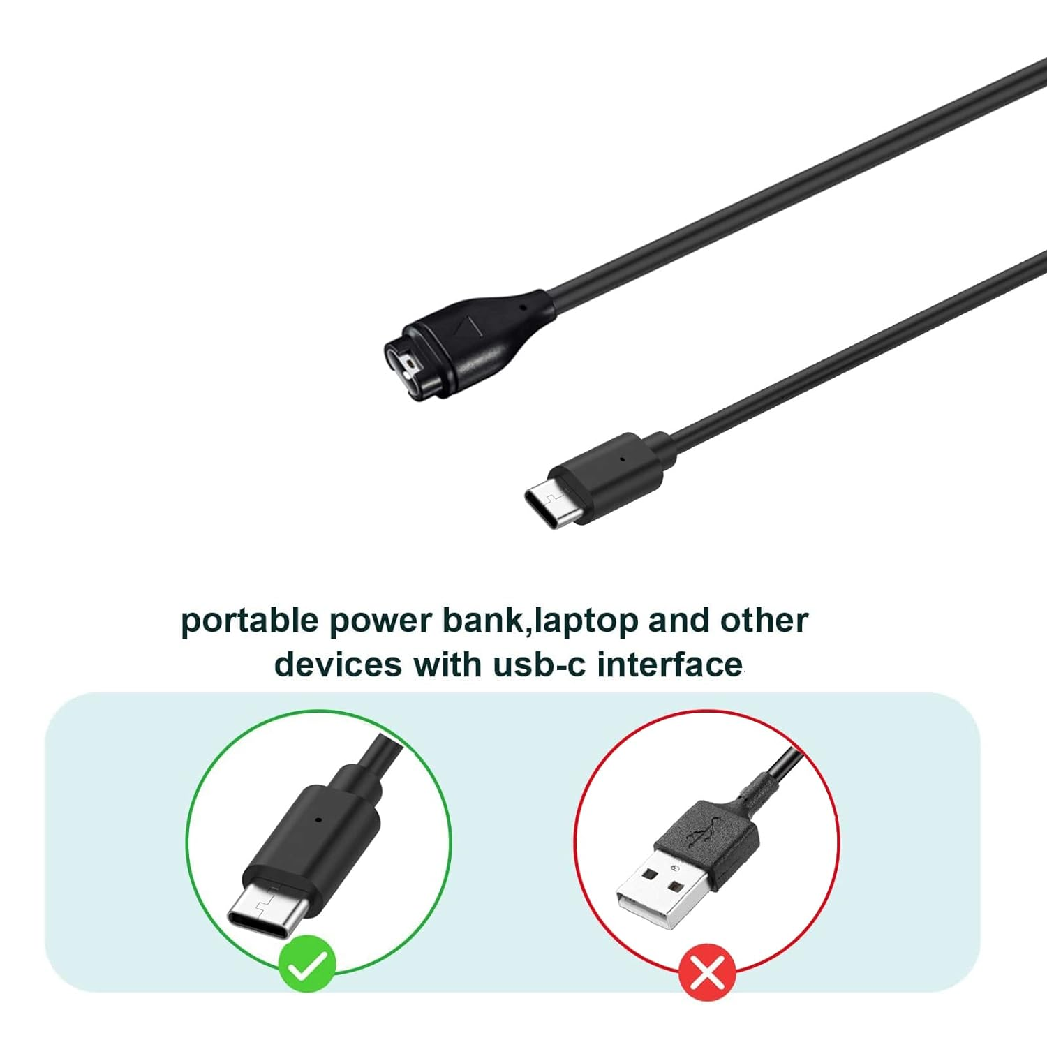 1M Type C/USB C Charging Cable for Garmin Vivoactive 5/4/3, 1M for Garmin Venu 3 3S 2 2S Bounce Instinct Fenix 7 7S 7X 6 6S 6X/5 5S 5X/Forerunner 265 265S 965 955 158 935 945 LTE image number 1