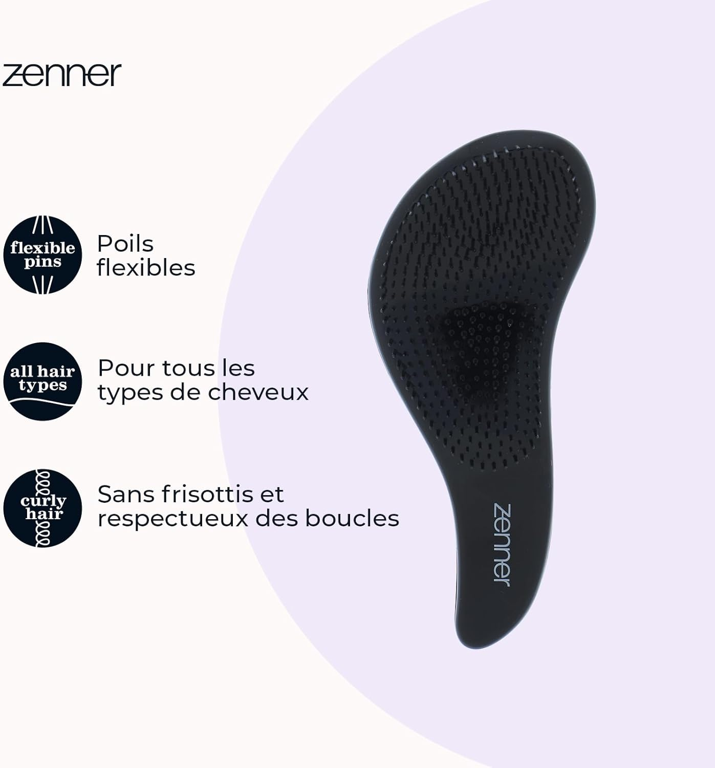 Zenner Tangle-Free Maxi Hair Brush Black - Large Detangling Brush with Flexible Bristles & Ergonomic Shape - for Wet or Dry Hair - Suitable for All Hair Types Including Extensions image number 3