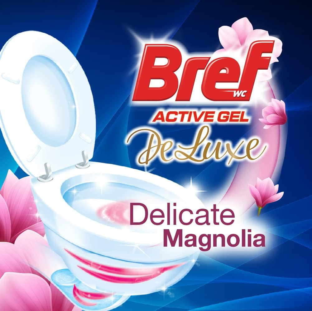 Bref Deluxe Active Gel Delicate Magnolia Toilet Cleaner 600Ml X 8 image number 4