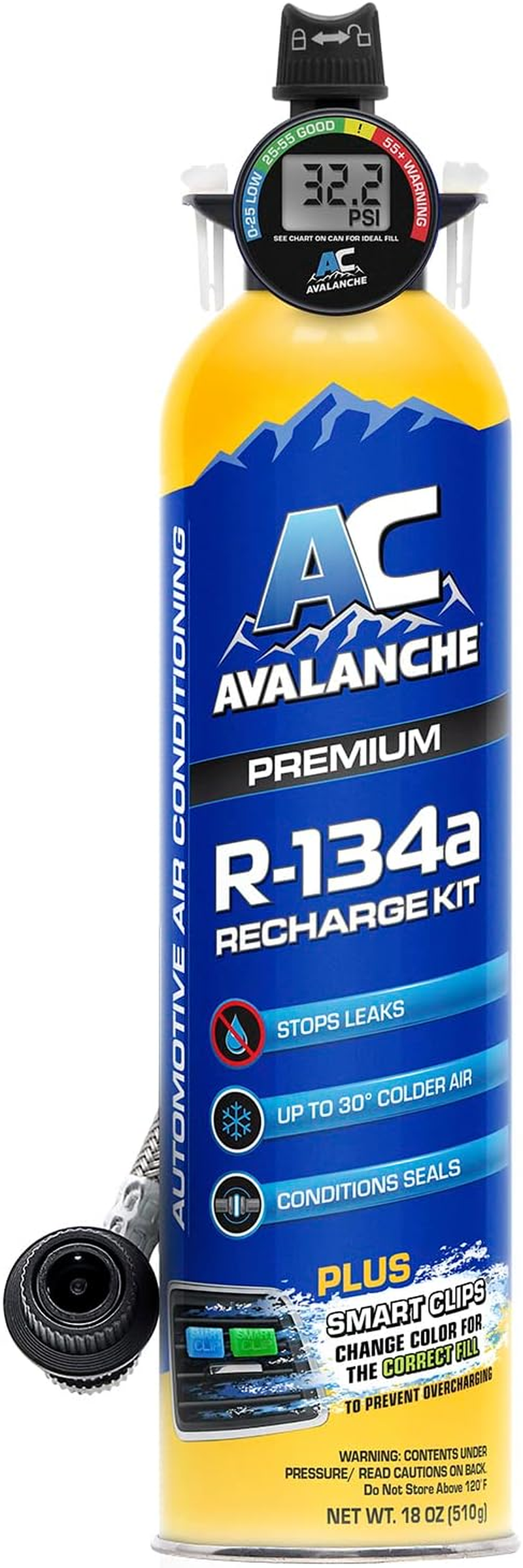 AC AVALANCHE Premium 18Oz R-134A A/C Recharge Kit with Pressure Gauge image number 2