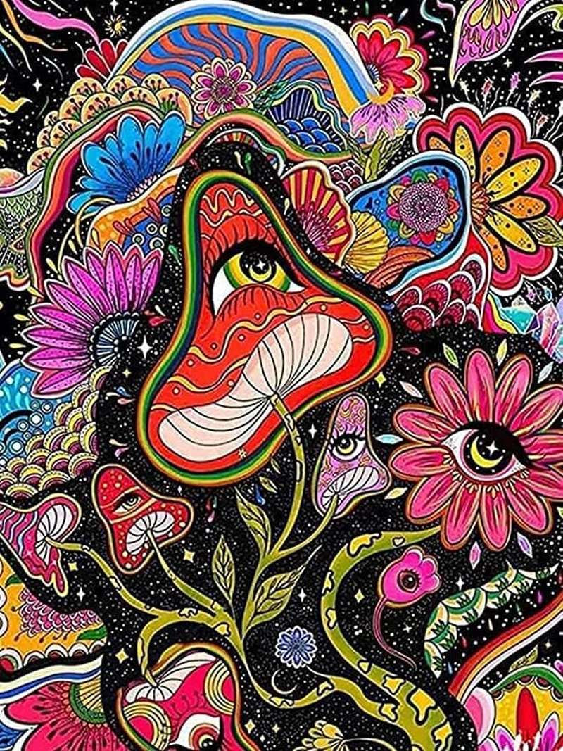 Diamond Painting Kits for Adults, 5D Diamond Art Painting Colorful Mushroom Art for Adult,Diy Full round 5D Diamond Drill Kit,Gem Art Craft Home Decor,Wall Painting Kit 16X12 Inch image number 5
