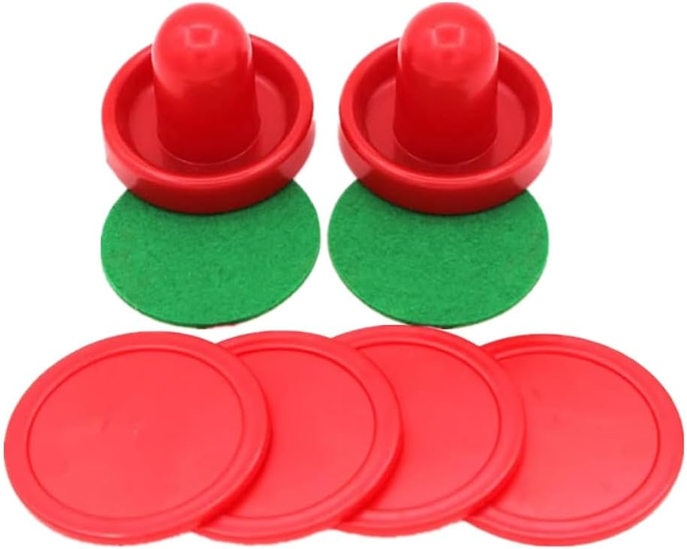2 Pack Air Hockey Pushers and 4 Red Pucks, Plastic Air Hockey Accessories Lightweight Air Hockey Pucks,Pucks & Slider Pusher Goalies for Game Tables image number 1