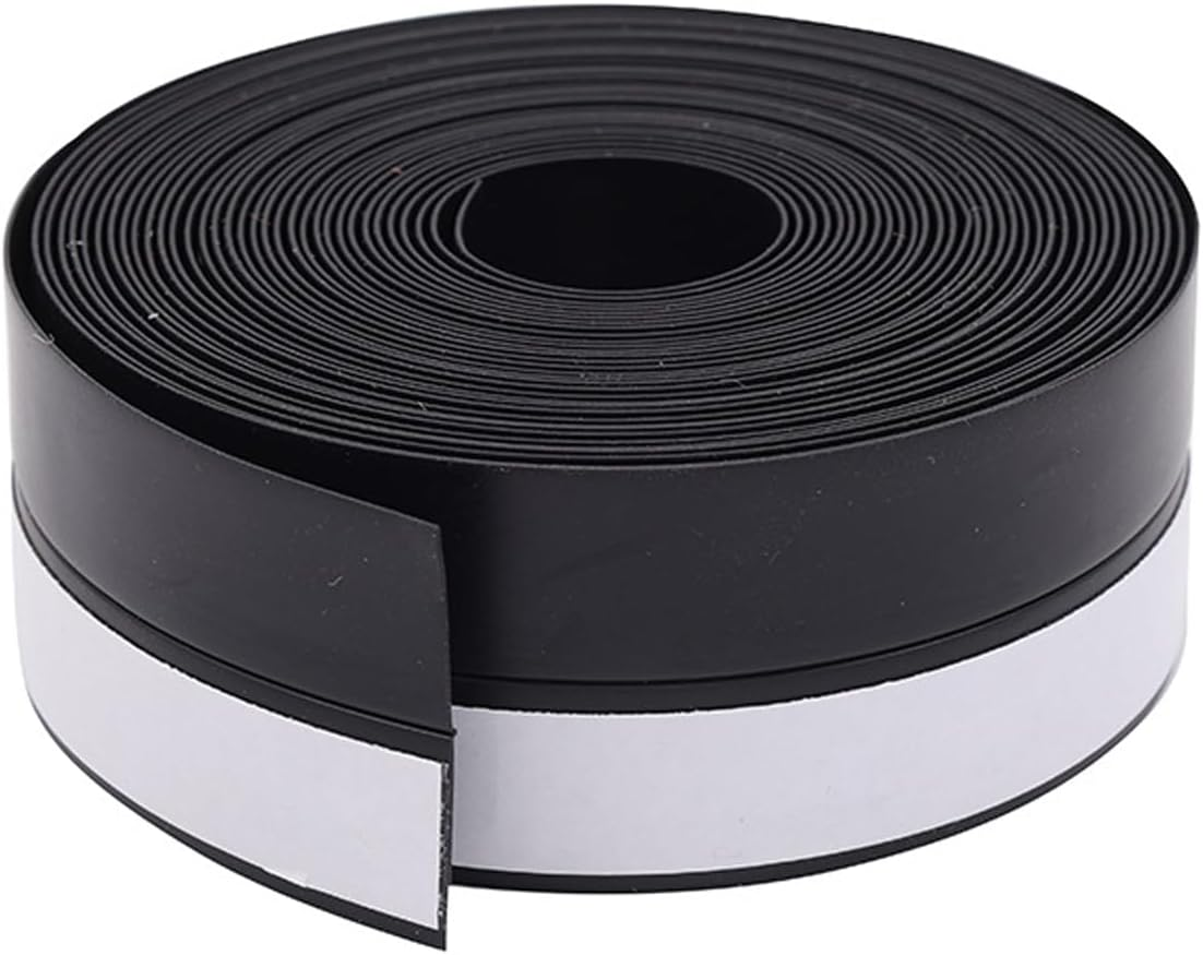 Door Seal and Weather Strip, 16.4Ft Strong Adhesive Black Silicone Rubber Draft Stopper for Sliding Door, Window, Home and Office Use - Ermaoo image number 4
