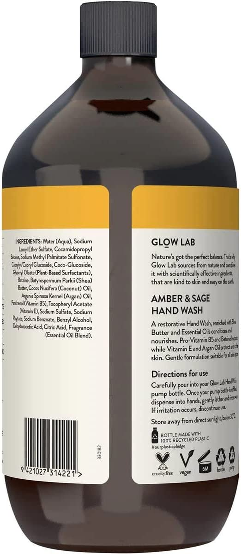 Glow Lab Amber and Sage Hand Wash Refill 900 Ml (Pack of 2) image number 1