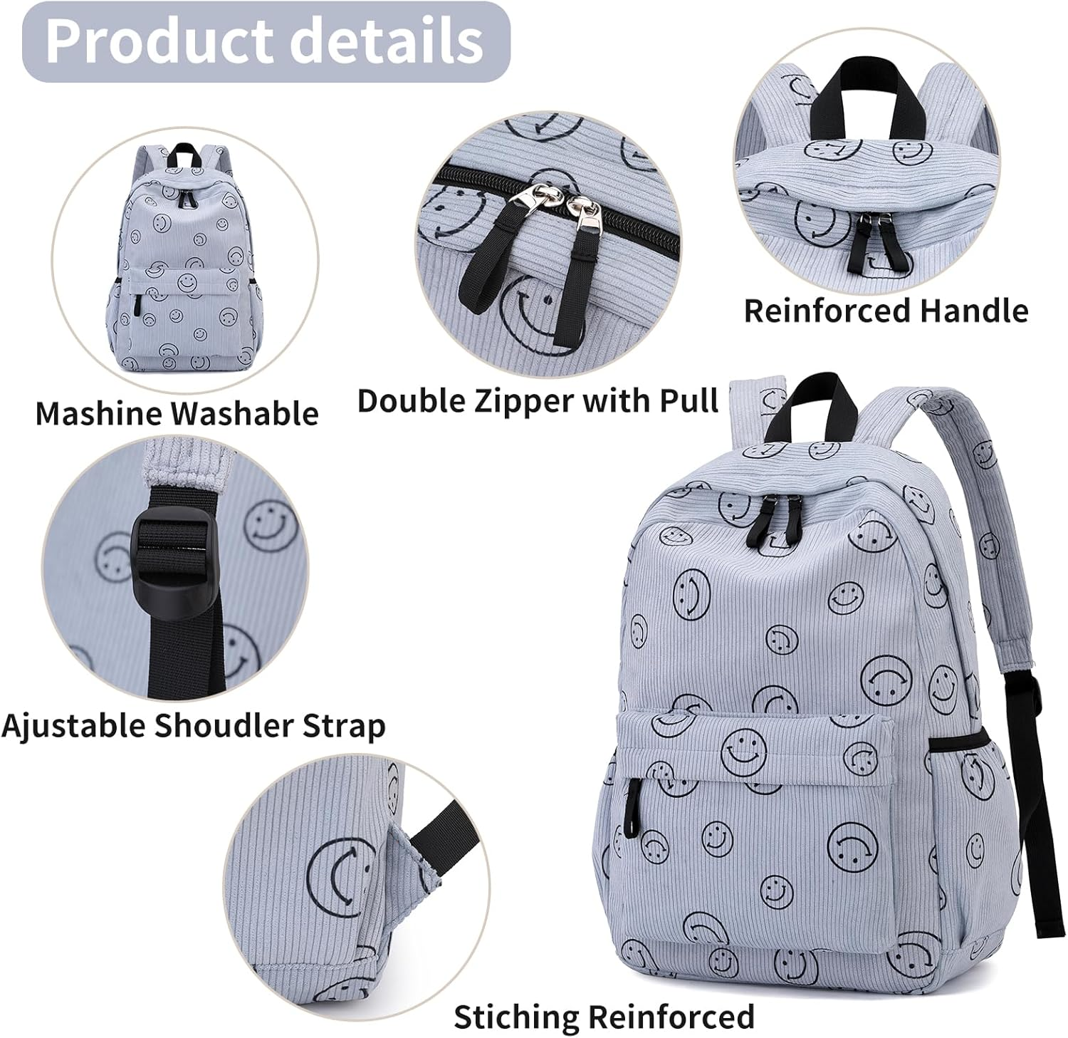 Tanweibago Backpack for Girls Boy Teen Corduroy Bookbags Elementary Middle High School with Lunch Box Pencil Bag - Checkered Brown image number 2