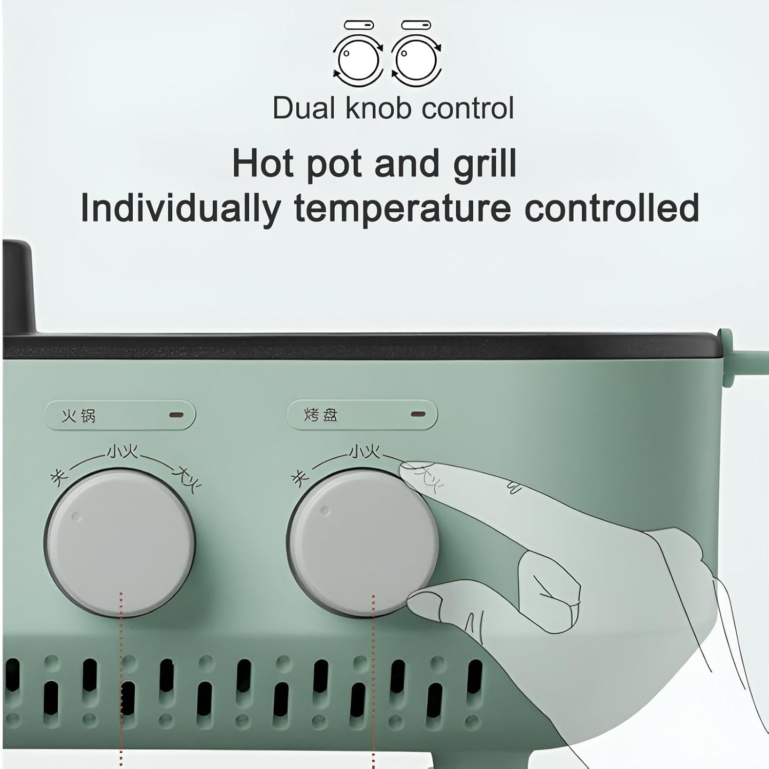 2-In-1 Electric Grill with Hot Pot,Non-Stick Electric Cooking Pot for Steak, Shabu-Shabu, Noodles, Simmering and Sauteing, Independent Dual Temperature Control Korean Barbecue Grill Pan image number 5
