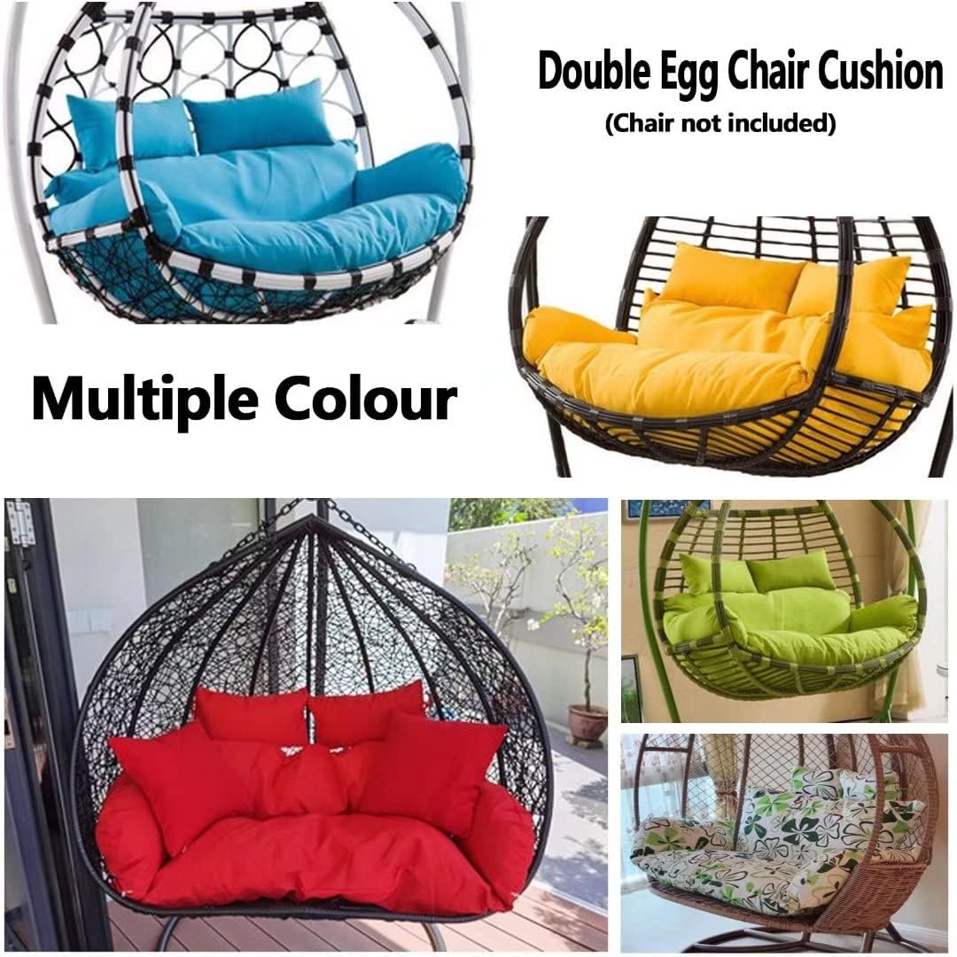 Hanging Swing Chair Seat Cushion for Garden Furniture, Waterproof Double Papasan Chair Cushion with Pillow, Large Thicken Hanging Egg Hammock Chair Cushion Replacement for Patio Flower image number 3